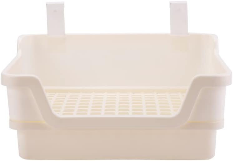Large Rabbit Litter Box Cage Plastic Grid Dump Tray Pet Waste Station | for Bunny Supplies for Adult Guinea Pigs, Chinchilla, Ferret, Galesaur, Small Animals (Beige)