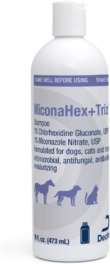 MiconaHex+Triz Shampoo for Dogs, Cats and Horses, 16 oz, Unscented | Antibiofilm, Moisturizing; Packaging May Vary