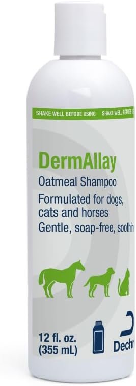 DermAllay Oatmeal Shampoo for Dogs, Cats and Horses, 12 Fl Oz | Gentle, Soap-Free, Soothing; Packaging May Vary