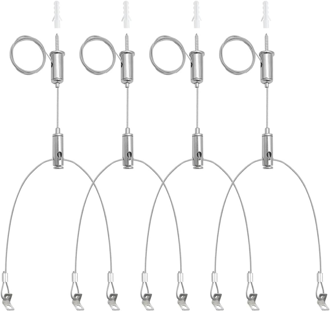 HAMRVL 4 Set Aquarium Light Suspension Cables Kit – Adjustable Steel Hanging Chains 5ft Lighting Fixture Chains,Heavy Duty Stainless Steel Rope for Commercial Aquarium Fish Tank Light LED Panel Light