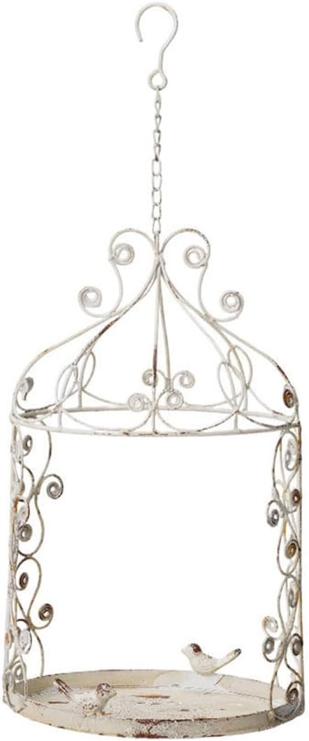Vintage Hanging Birdcage Planter, Distressed Iron Metal Flower Pot Holder, Decorative Rustic Farmhouse Hanging Planter for Indoor Outdoor Garden Patio, 15.9″ H