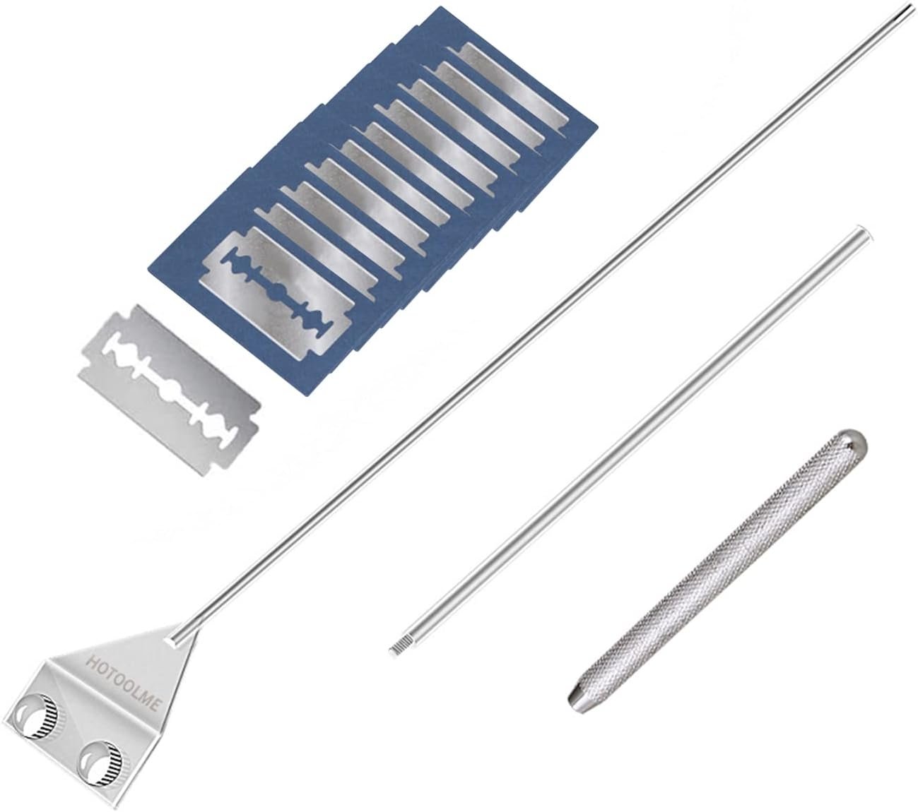 HOTOOLME Aquarium Scraper, 25.6″ Stainless Steel Scraper Cleaning Razor with 10 Blades for Glass Aquarium Fish Tank | Long Handle, Aquarium Razor Blade Scraper, Fish Tank Cleaner, Aquarium Glass Cleaning Tools for Glass Aquariums