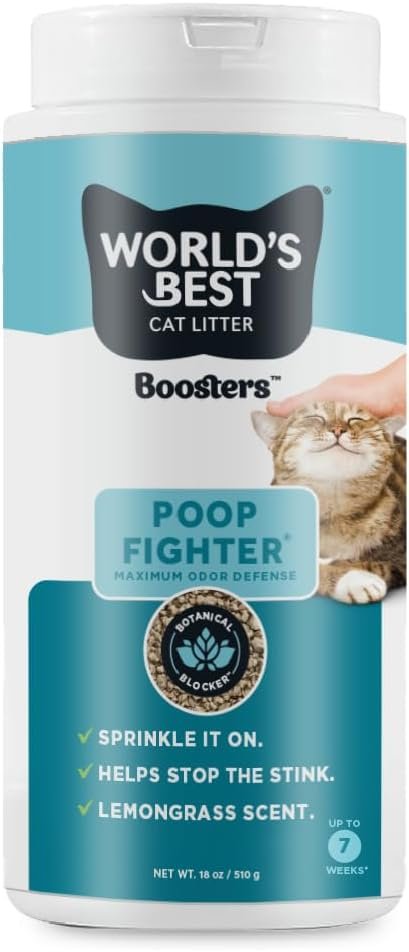 World’s Best Cat Litter, Boosters Poop Fighter Additive, 18 oz Canister
