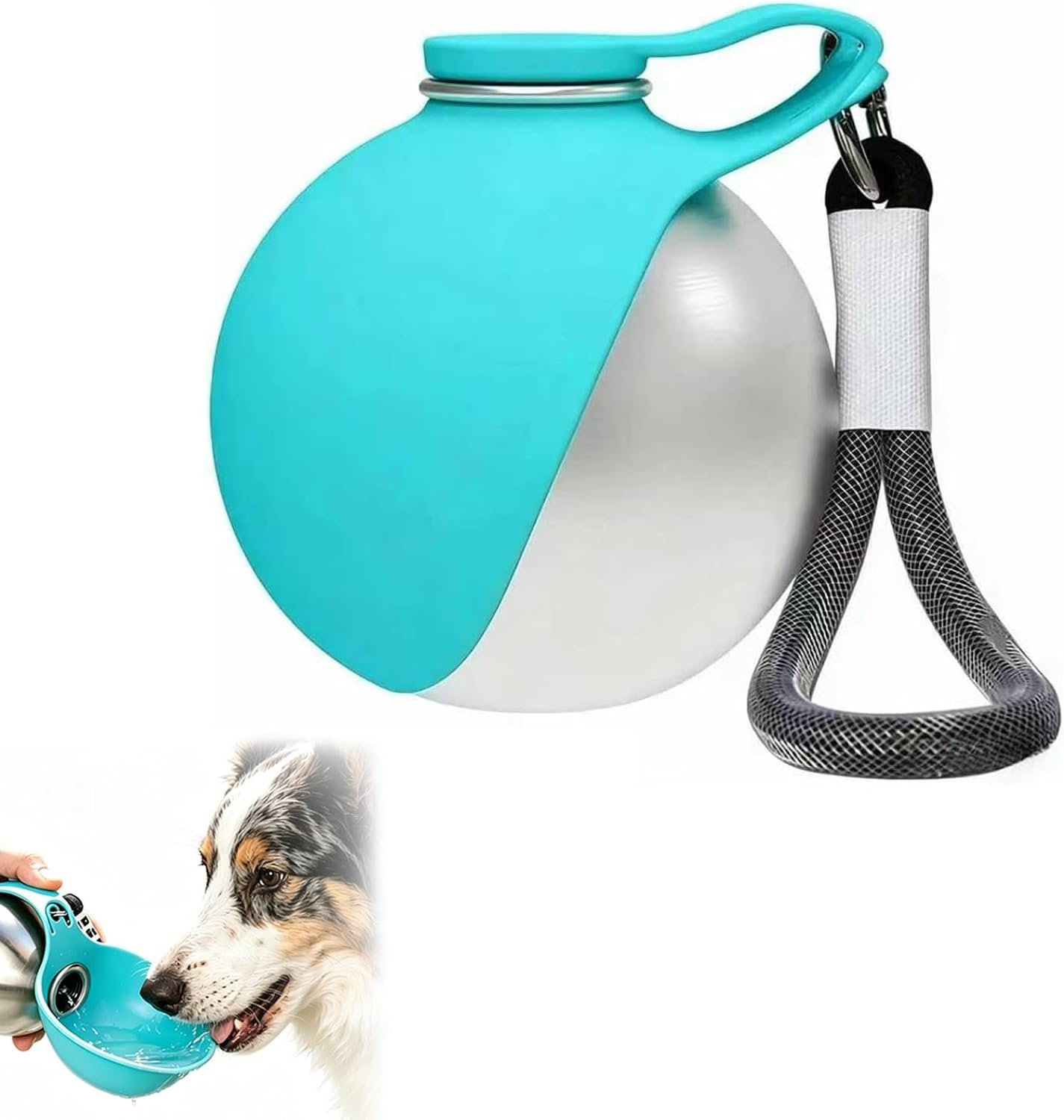 2-in-1 Portable Dog Water Bottle with Bowl, 2026 New 10oz Stainless Steel Dog Water Bottle No-Spill Leak-Proof Design with Silicone Foldable Bowl for Walking, Hiking, and Travel