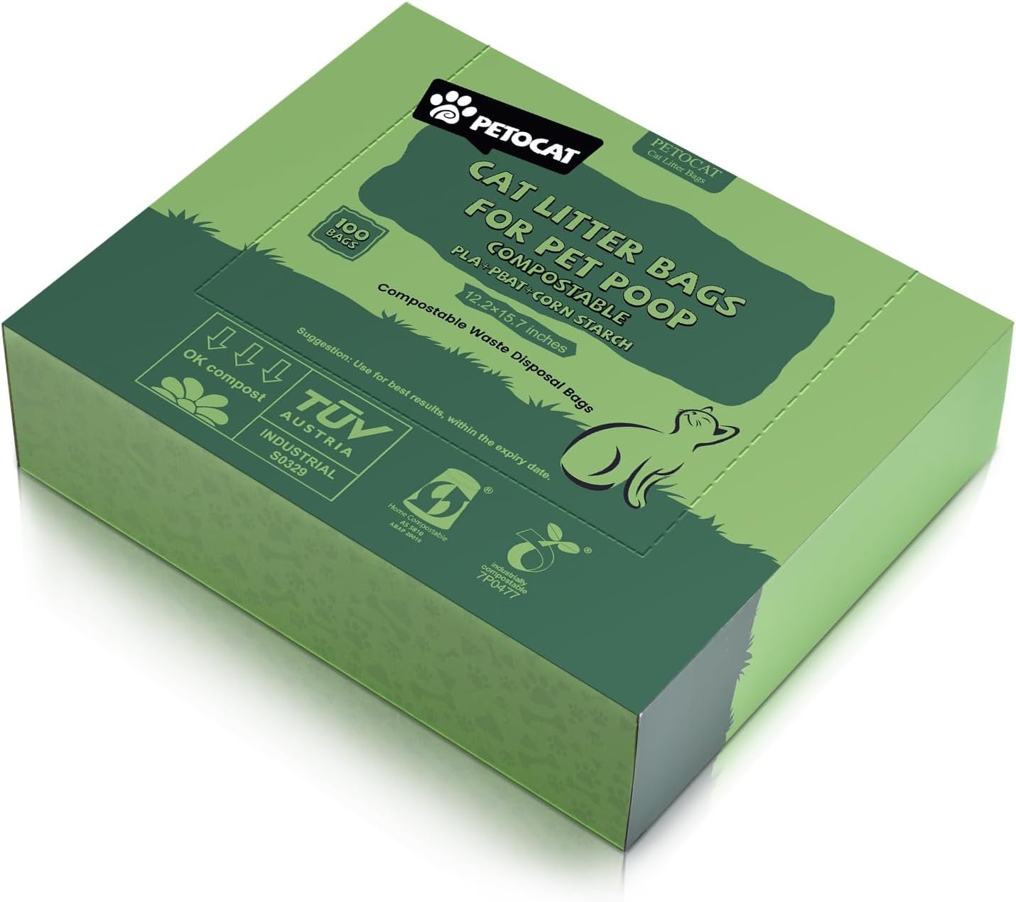 Cat Litter Bags for Poop Biodegradable Cat Waste Disposal Bag Leakproof Durable and Unscented Large to Fit Any Scoop Strengthen Dog Poop Bag- 100 Count