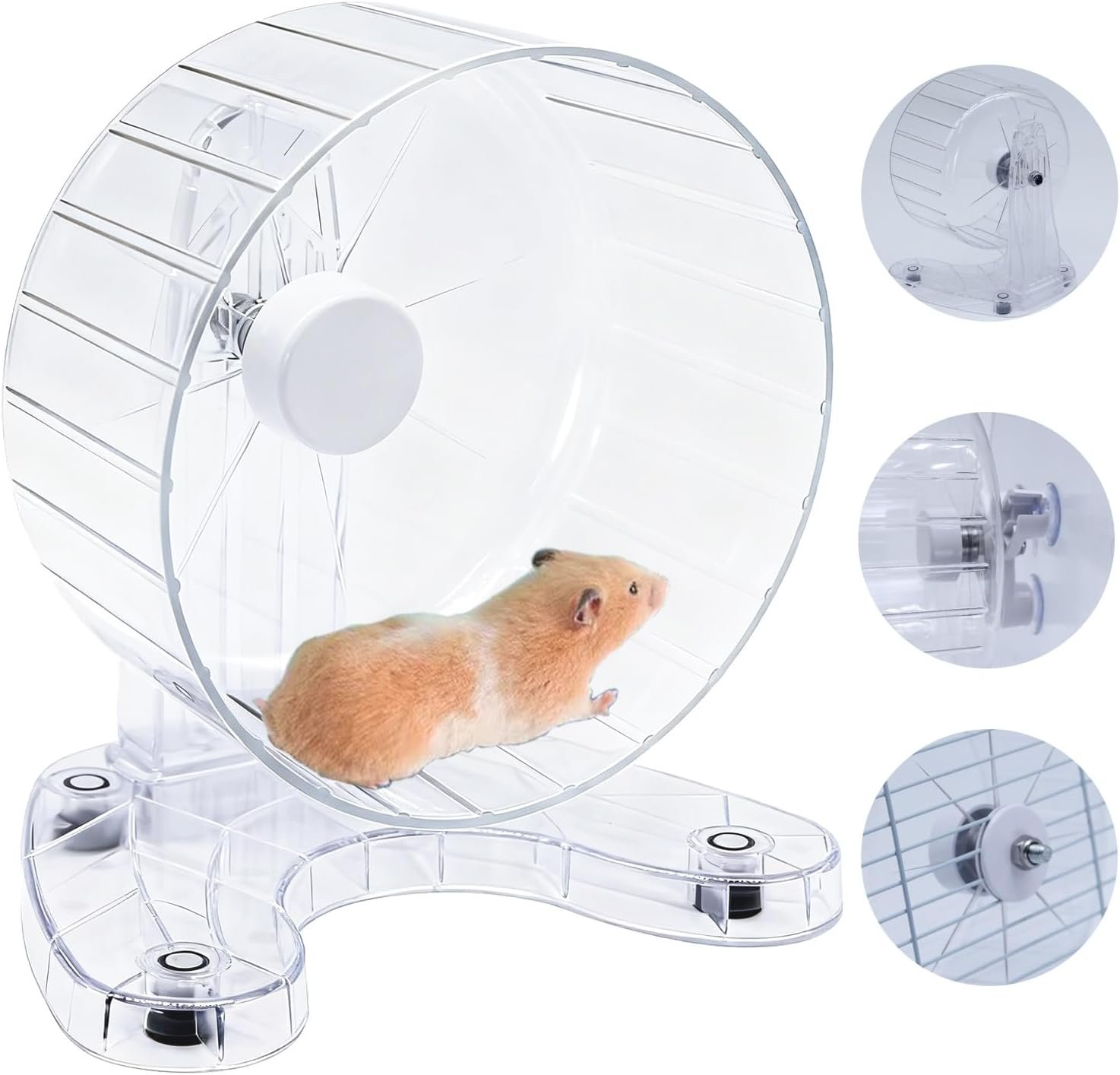 Hamster Wheel, 6.5″ Super-Silent Exercise Wheels, Dual-Bearings Quiet Spinner Running Wheels, 3 Installation Methods, Fits Any Hamster Cage, Hamsters Toy for Dwarf Hamsters, Gerbils, and Small Pets.