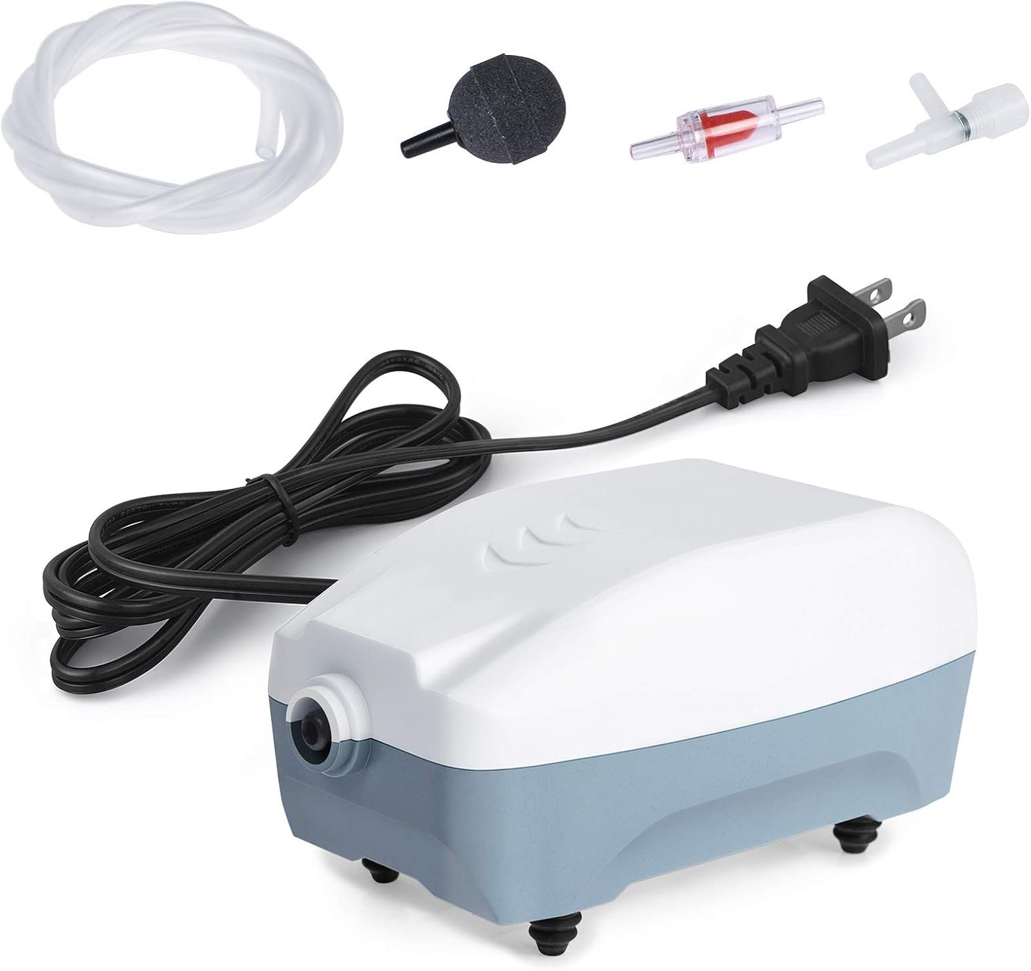HITOP 2W Single Outlet Aquarium Air Pump, 25GPH Fish Tank Aerator with Accessories, Quiet Oxygen Pump for Small Tank up to 15gallon
