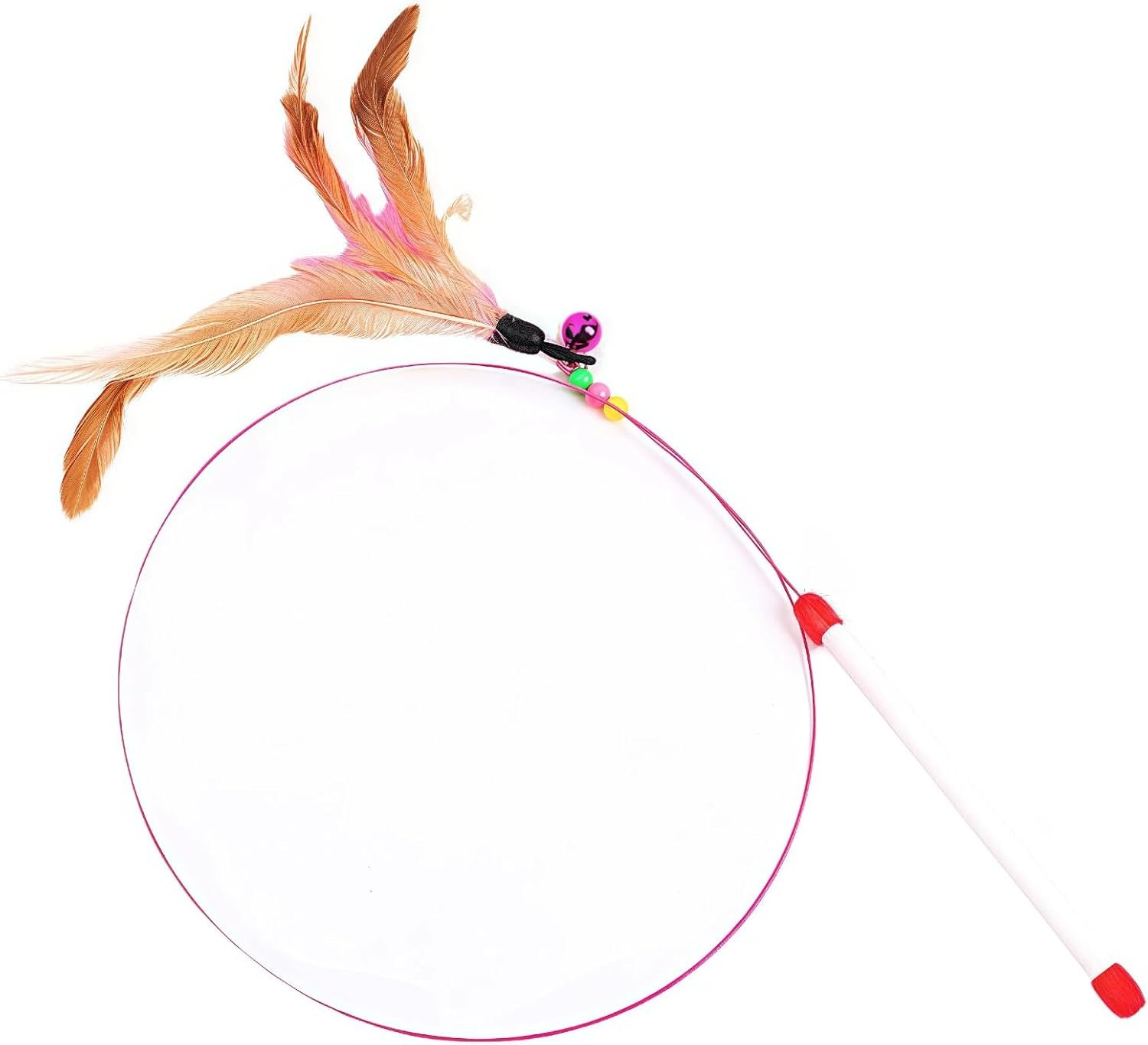 Cat Feather Wand Toy – Steel Wire Feather Interactive Cat Stick Training – Beads Bells Kitten Wand Toys Pet, Funny Kitten Fishing Pole Toy for Bored Indoor Chase & Exercise(1Pcs)