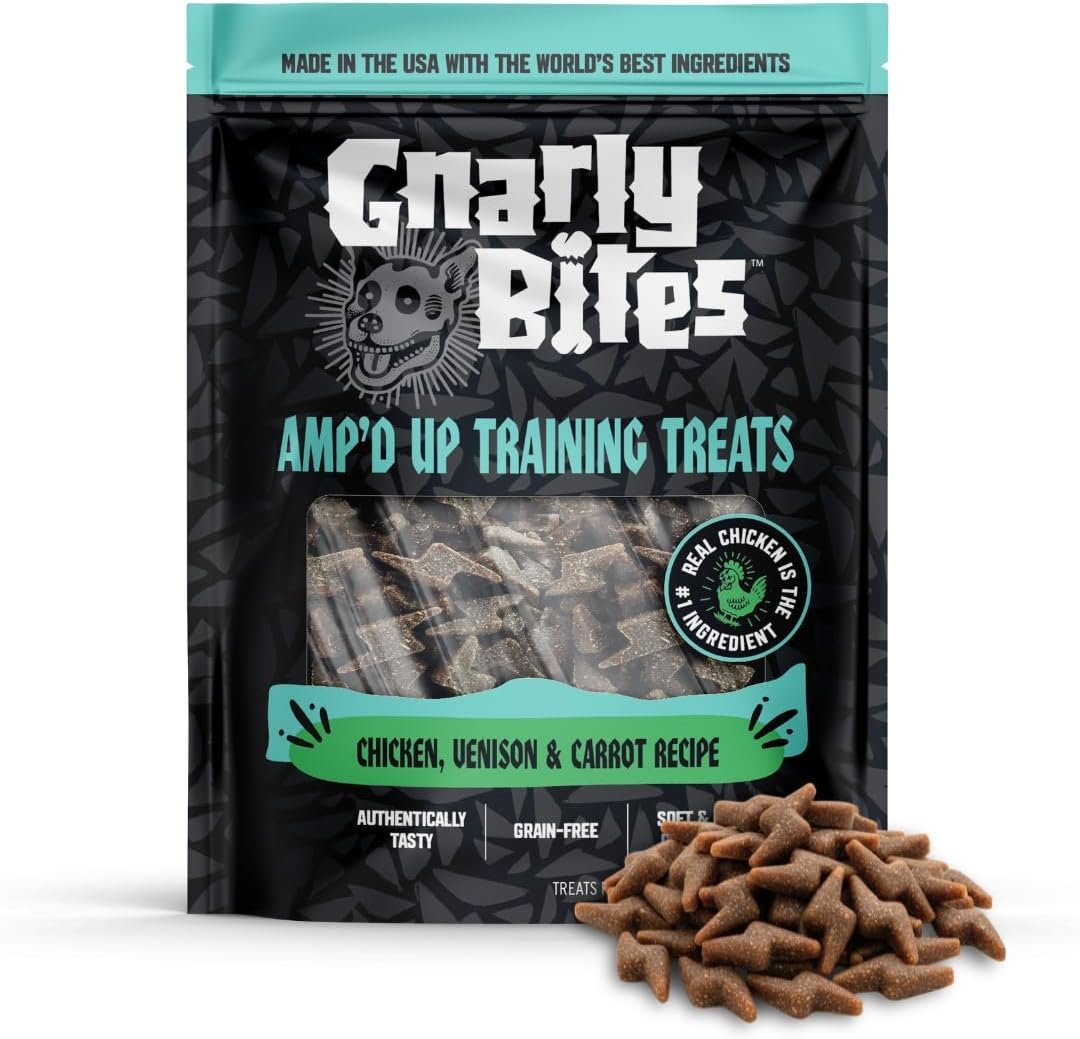 Amp’d Up Training Treats for Dogs, Healthy Puppy Treats | Dog Treats Made with Real Chicken, Venison and Carrots, Grain Free Natural for Puppies and Adult Dogs, 14oz Resealable Bag