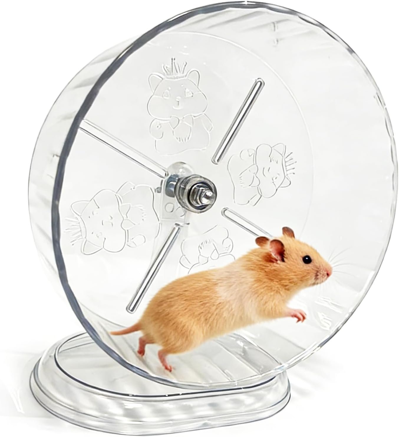 Hamster Silent Running Exercise Wheel for Small Animals, 9.5 inch | Anti-Skid, Adjustable Stand, Quiet Silent, Transparent Visible, Cage Mount, Gerbils, Rats, Mouse, Mice