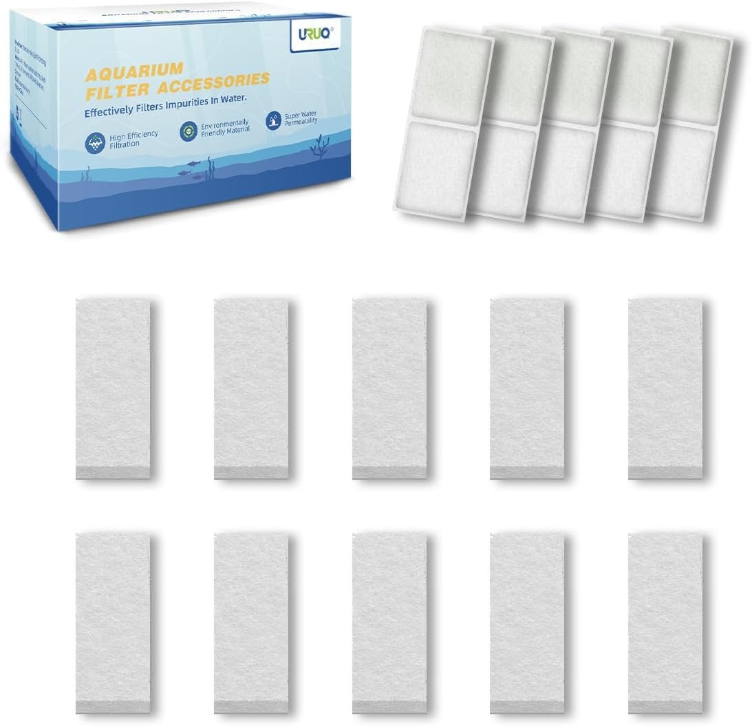 15 Pack Fish Tank Filter Cartridges Replacement with Carbon Zeolite | Aquarium Filter Media, Mechanical Filtration, Chemical Filtration for URUQ Fish Tanks