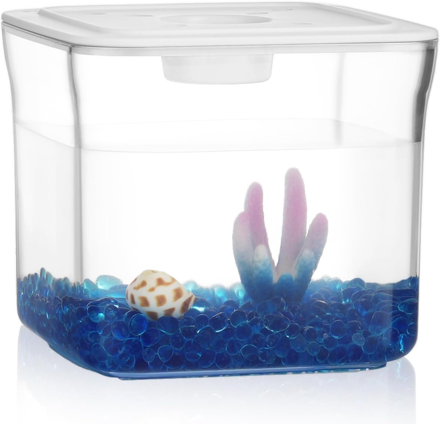 Small Betta Fish Tank – Mini Fish Aquarium Tank for Temporary Space, 0.2 Gallon Stackable Plastic Fish Bowl for Short-Term Use, Desktop Cube Tank for Small Fish, Insect, Shrimp, Crab, Spider
