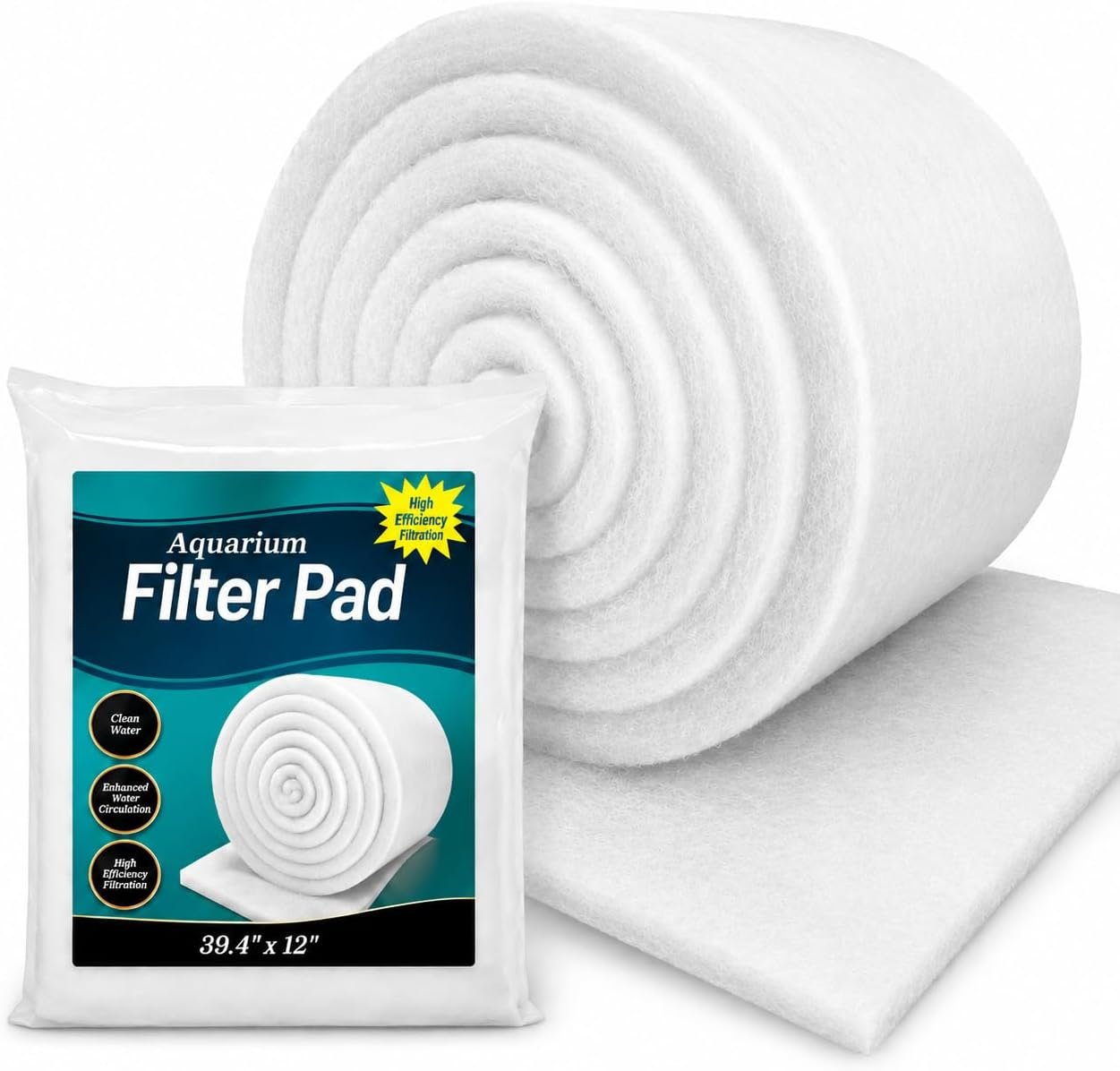 MAQIHAN Aquarium Filter Media Pad – White Filter Floss, 39.4 x 11.8 Inch | Filter Foam Roll, Fish Tank Filter Floss for Freshwater & Saltwater Aquariums, Ponds, Turtle Tanks, Polishing Pad Clear Water