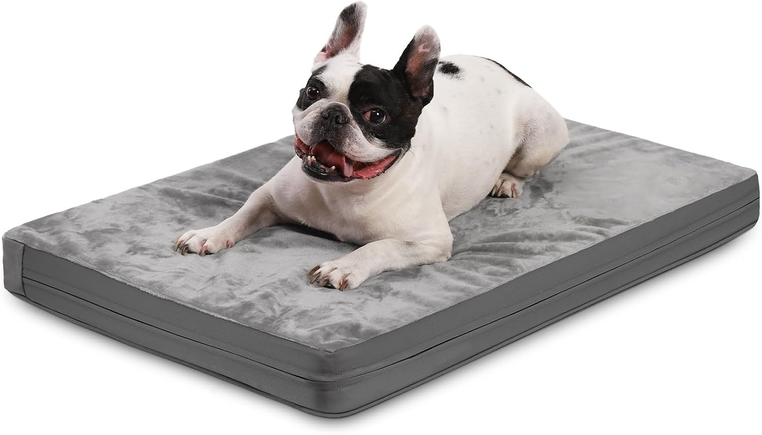 Waterproof Dog Bed Medium Size Dog, Washable Crate Pad 30″ Orthopedic Gray | Outdoor Pet Bed Foam, Reversible Faux Leather & Flannel, Removable Cover,Anti-Slip Kennel Pad 29″x18″