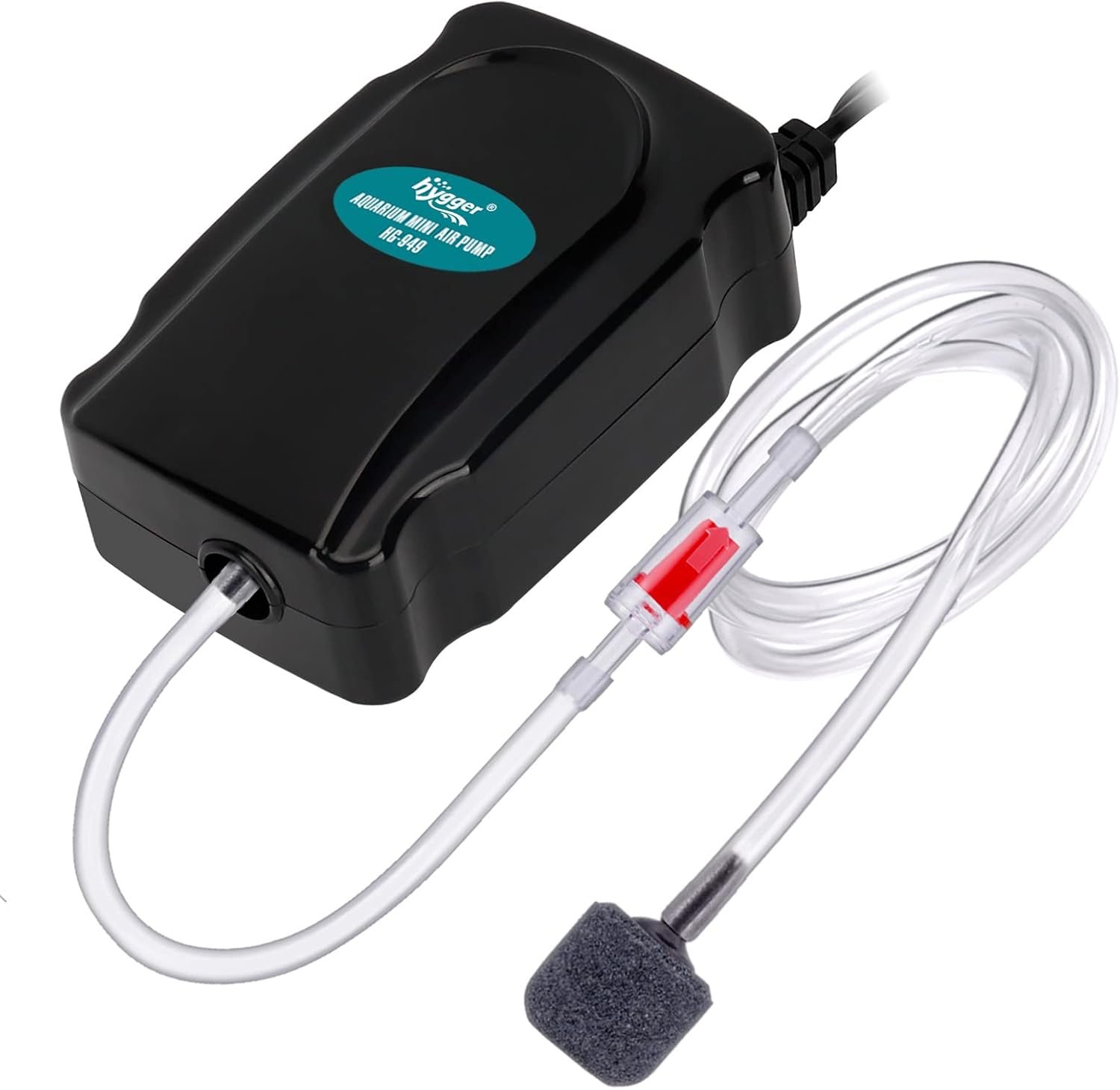 hygger Mini Aquarium Air Pump Kit Small Fish Tank Air Pump 1W for 2-20 Gallon Fish Bowl with Air Tube Air Bubbler Stone Check Valve
