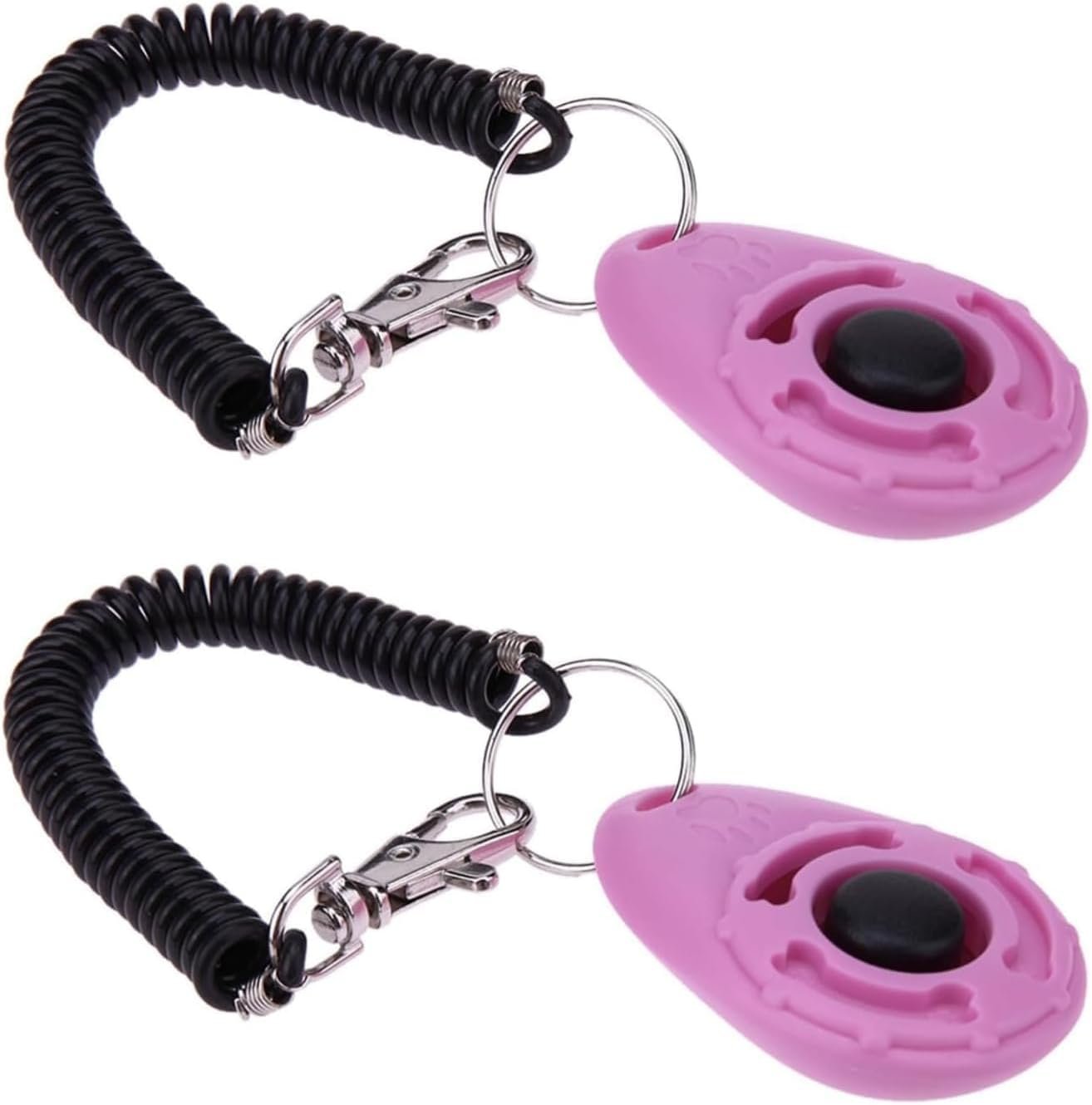 2Pcs Pink Dog Clicker for Training Easy to Use with Button Dog Training Accessories Strong and Long-Lasting, Training and Behavior Aids