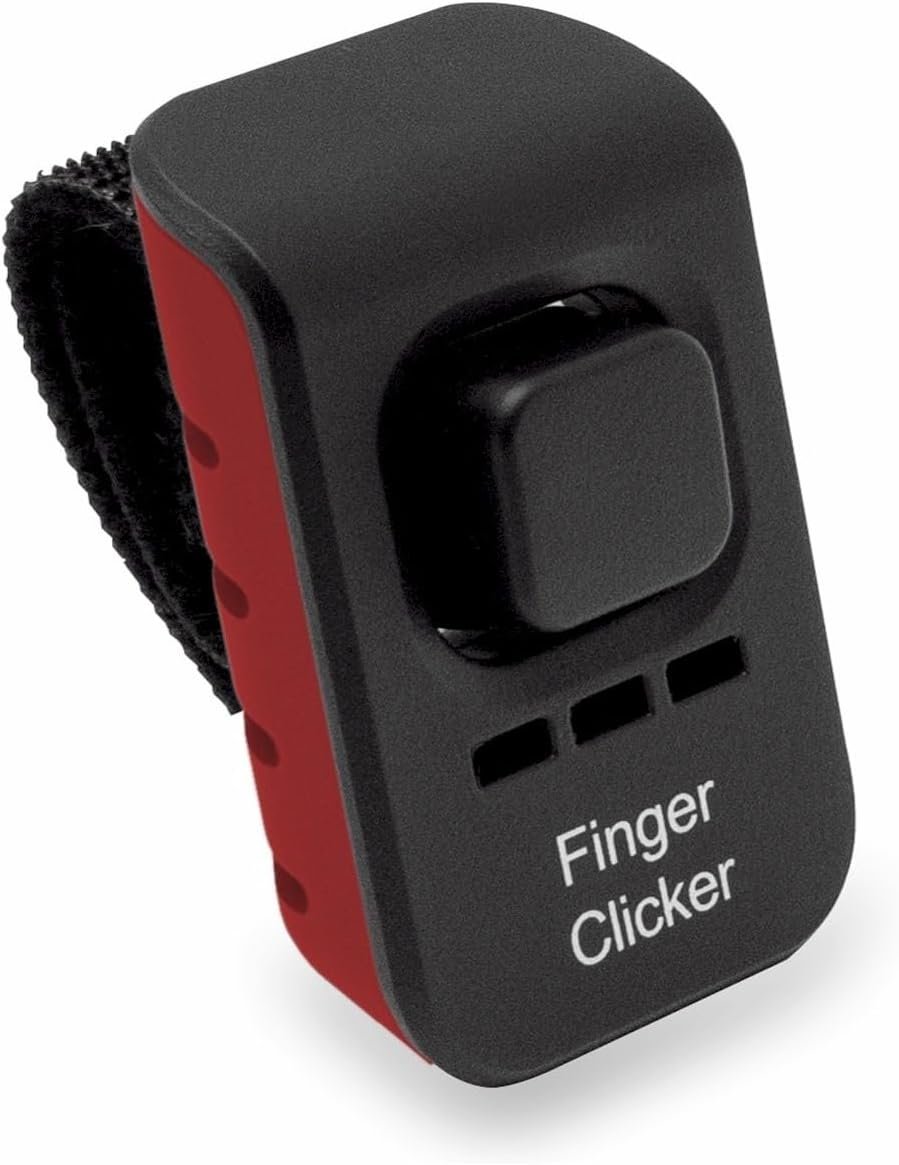 E-Collar Educator FT-330 Finger Clicker Dog Training Tool, Red | 4 Adjustable Sound Levels, Velcro Finger Strap, Manual Clicker for Dog Training, Red