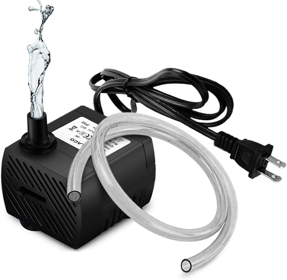 95GPH 5W Mini Water Pump with 3.3 ft Tubing | Submersible Pump for Aquarium Fish Tank, Indoor and outdoor fountain, Pet fountain, Long service life