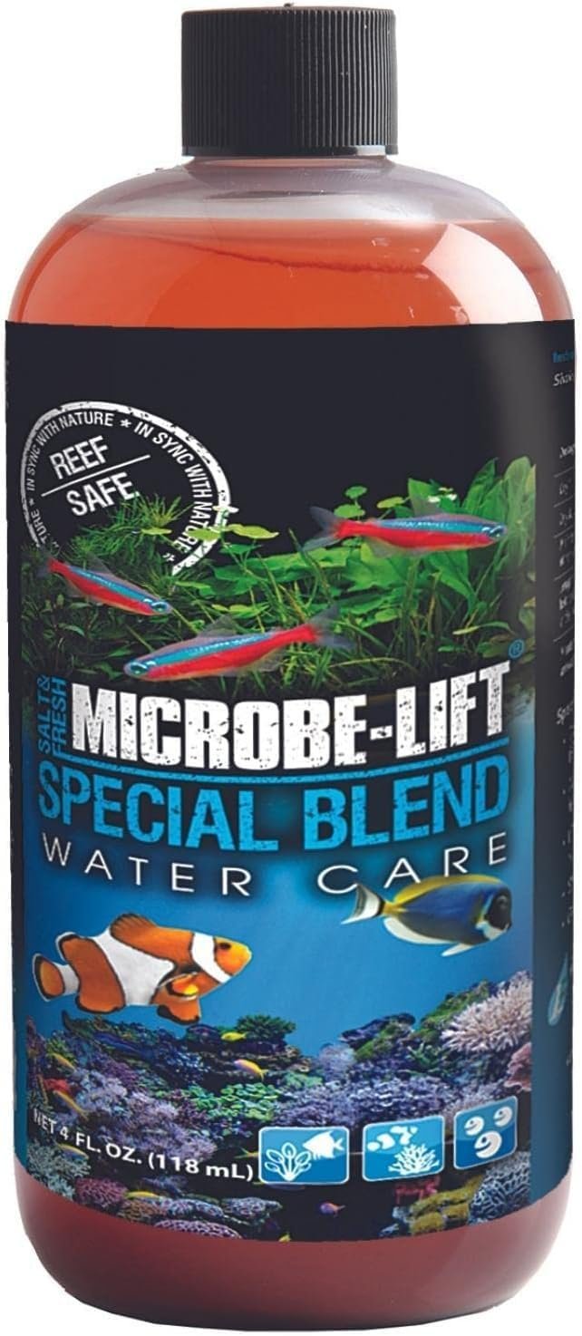 MICROBE-LIFT Special Blend Aquarium Water Care Treatment, Cleaner & Clarifier for Fresh and Saltwater Fish Tanks, Reduces Maintenance & Helps with Aquarium Algae Control and Odor, 4 Ounces (SBH04)