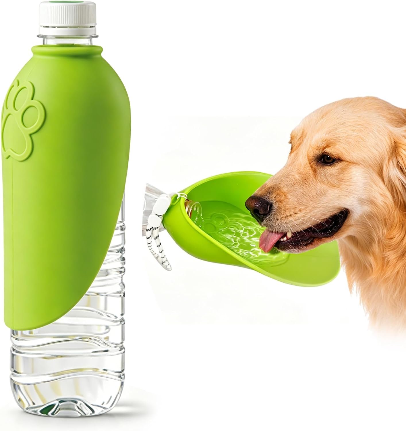 Portable Dog Water Bottle Attachment, Foldable Dog Water Bowl for Walks | Silicone Dog Drink Dispenser, Fits Opening 26mm+ Water Bottle, Ideal For Daily Hiking & Travel, Quick Rinse & Easy Setup
