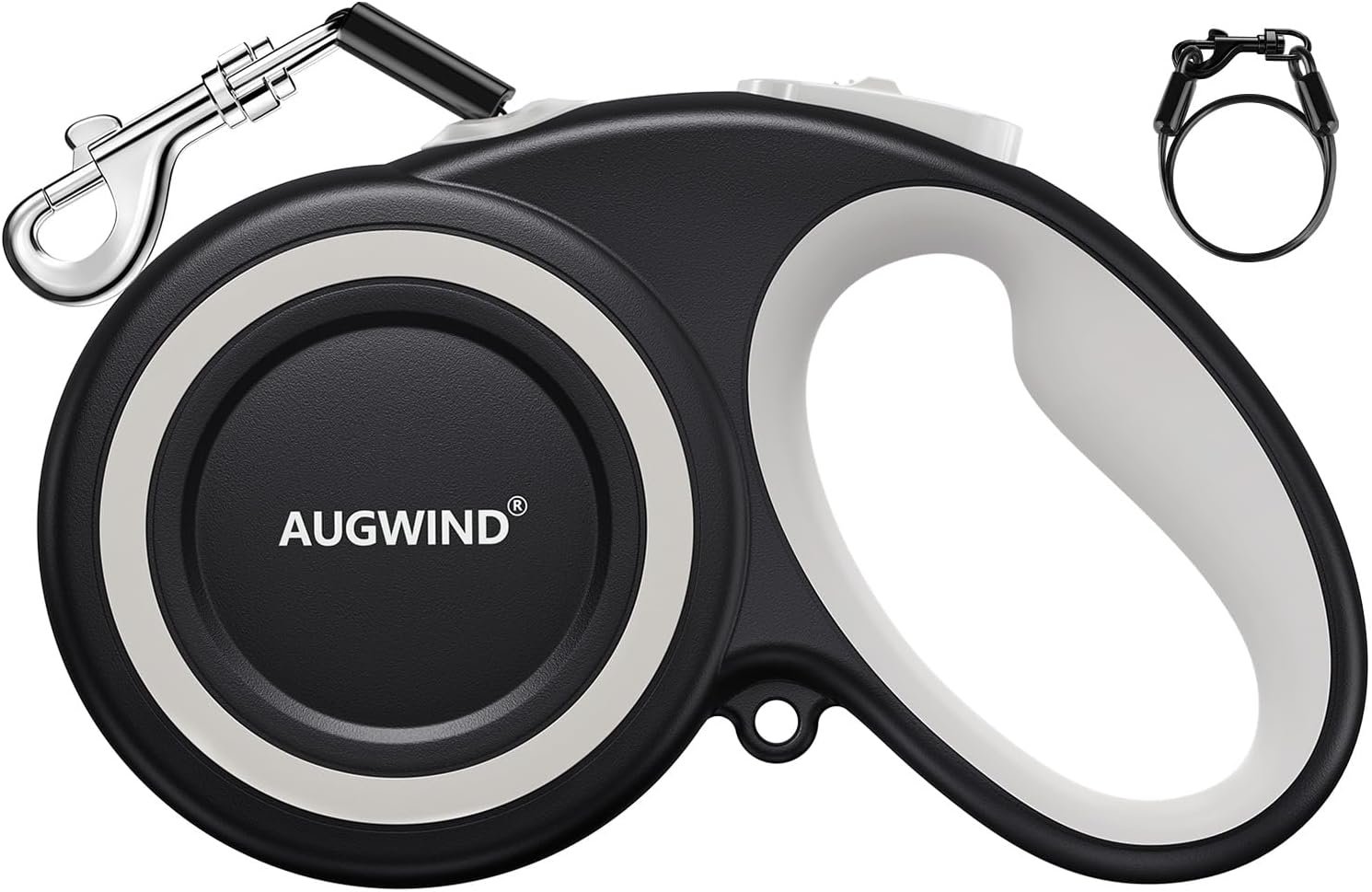 Retractable Dog Leash with Stainless Steel Anti-Chew Cable for Small & Medium Dogs up to 50 lbs | 16 ft Strong Nylon Reflective Tape | Quick Lock System (Medium, White)