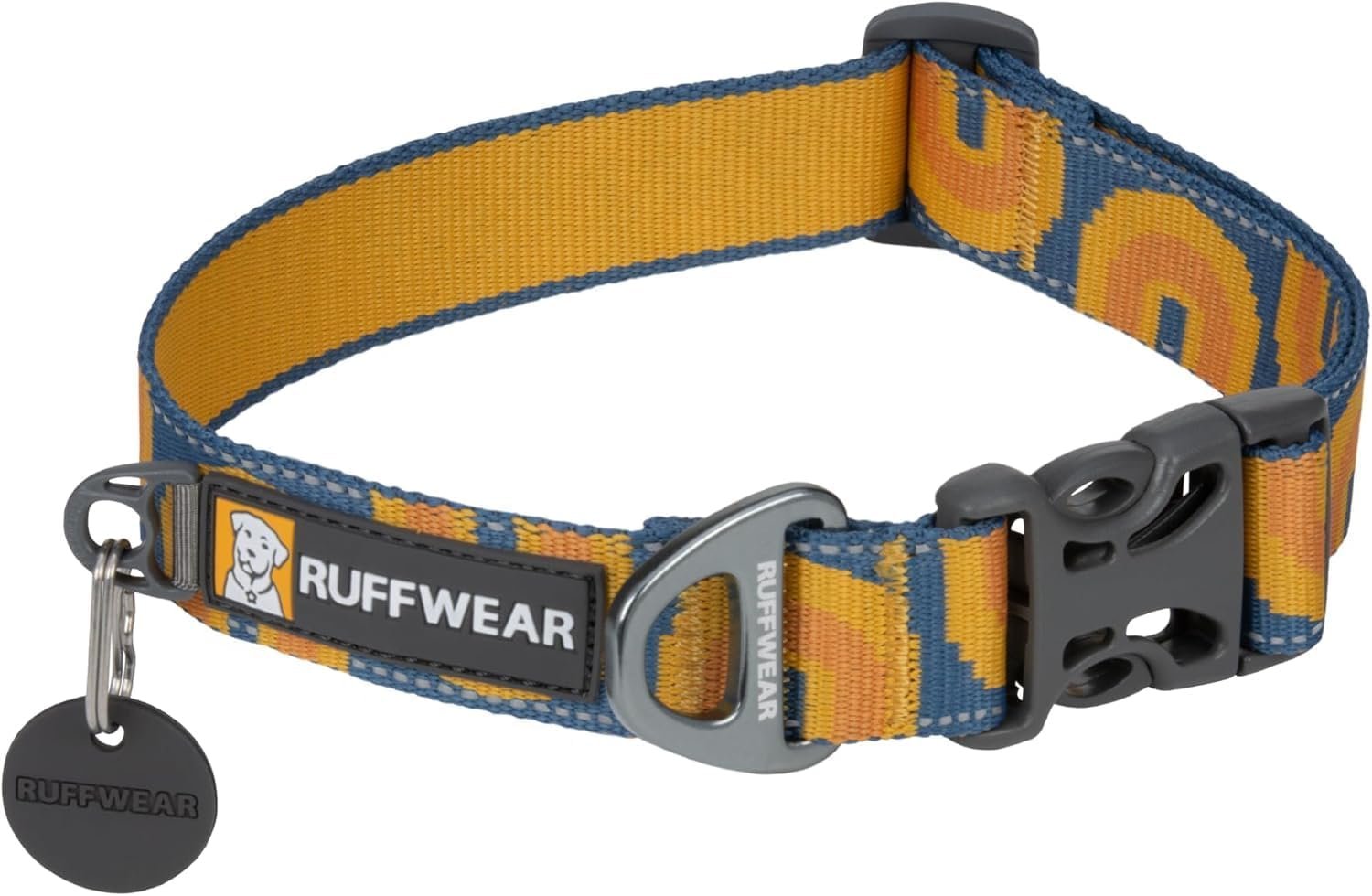 Ruffwear, Crag Dog Collar, Canyon Oxbow, 20″-26″ | Stylish Adventure Collar with Premium Reflective Tubelok Webbing, Side Release Buckle, Aluminum V-Ring & ID Tag Silencer