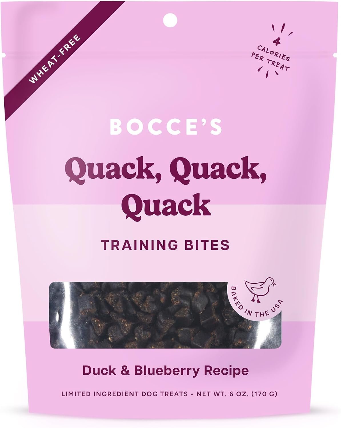 Bocce’s Bakery Quack Quack Quack Dog Training Treats, Duck & Blueberry, 6oz