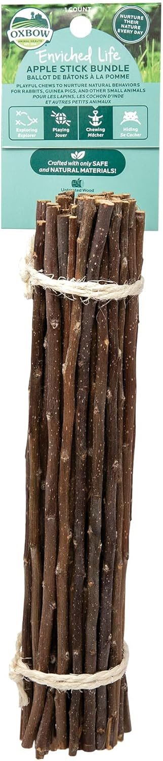 Oxbow Apple Stick Bundle, Rabbit Toy & Guinea Pig Chew Toy, Enrichment | Apple Sticks, Rabbits, Guinea Pigs, Chinchillas, Bunny Enrichment Toys, Chew Toy, Guinea Pig Enrichment, Rabbit Enrichment