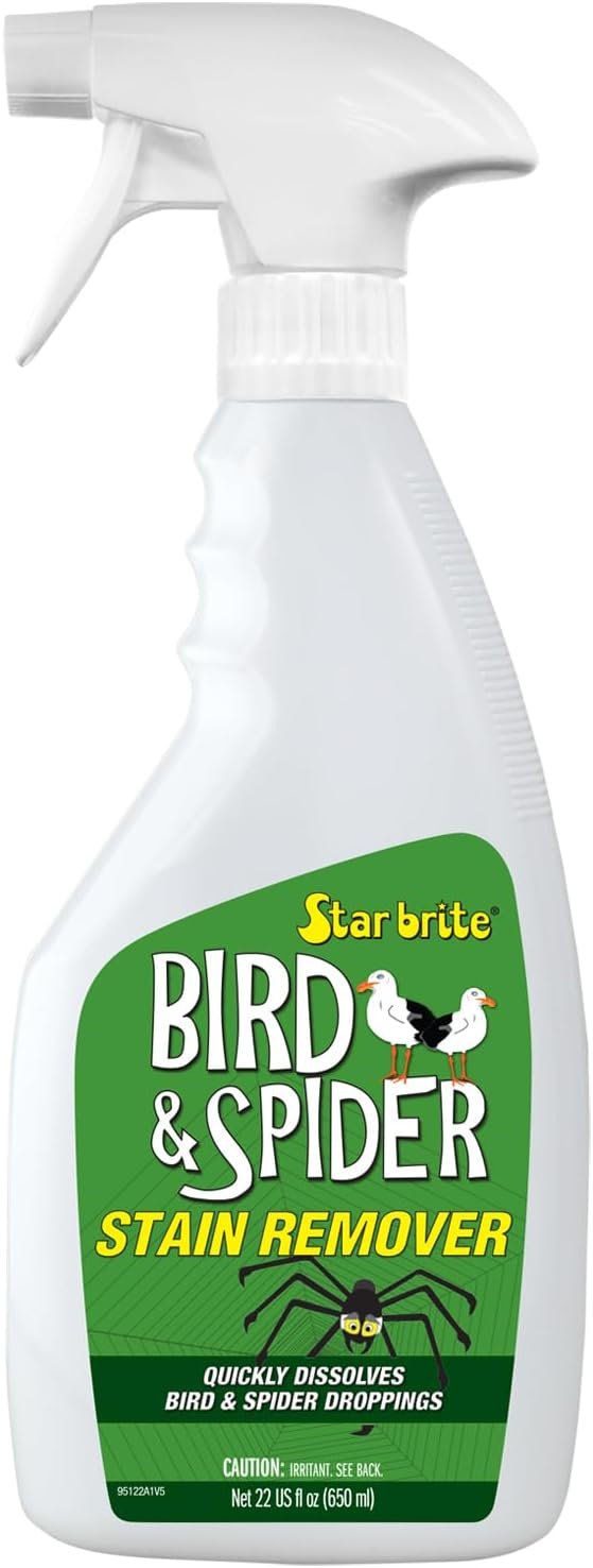 STAR BRITE Spider & Bird Stain Remover Spray – Quickly Dissolve Bird Droppings & Clean up Spider Mess – Won’t Remove Polish or Wax (095122SS)