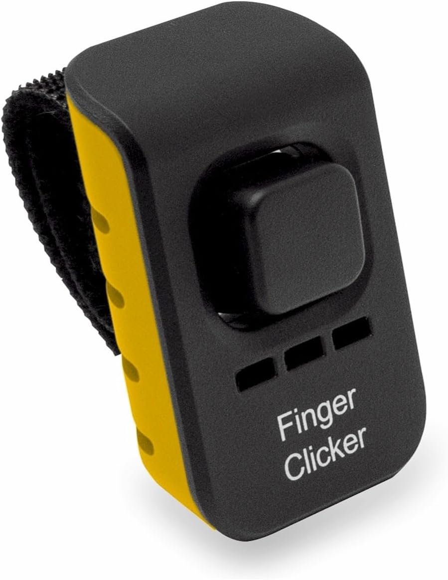 E-Collar Educator FT-330 Finger Clicker Dog Training Tool, Yellow | 4 Adjustable Sound Levels, Velcro Finger Strap, Manual Clicker for Dog Training, Yellow