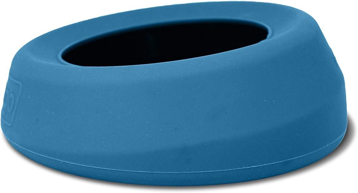 Kurgo Splash Free Wander Dog Water Bowl, Blue | No-Spill Travel Bowl for Dogs, Holds up to 24oz, Wedge Design Lays Flat on Car Seat, Food-Grade Silicone, BPA-Free