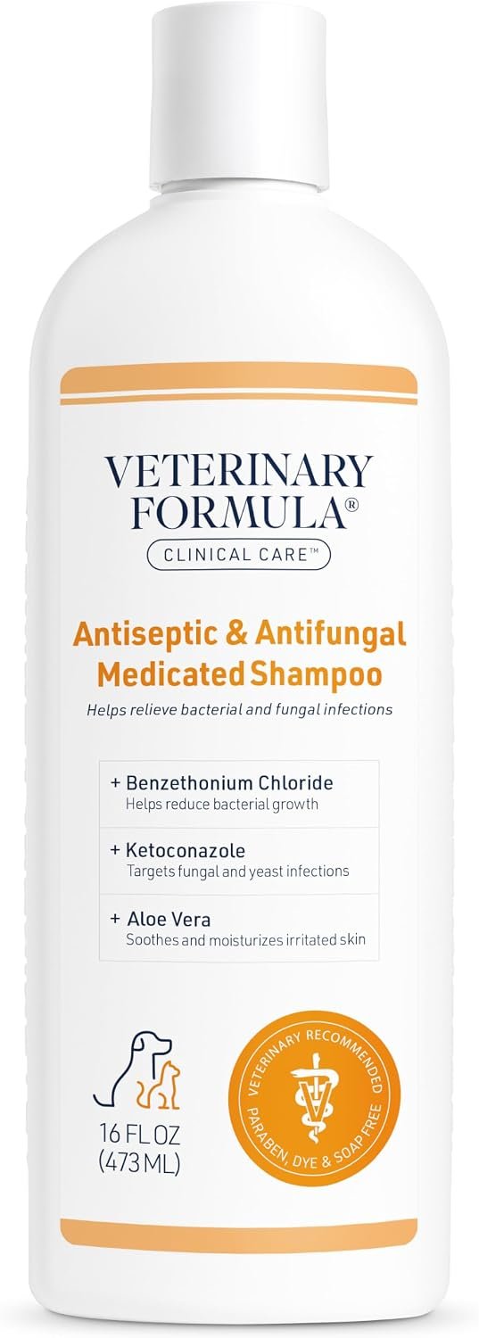 Veterinary Formula Clinical Care Antiseptic & Antifungal Shampoo, 16 oz | Medicated formula helps alleviate scaly, greasy and red skin; free from parabens, dyes and soap
