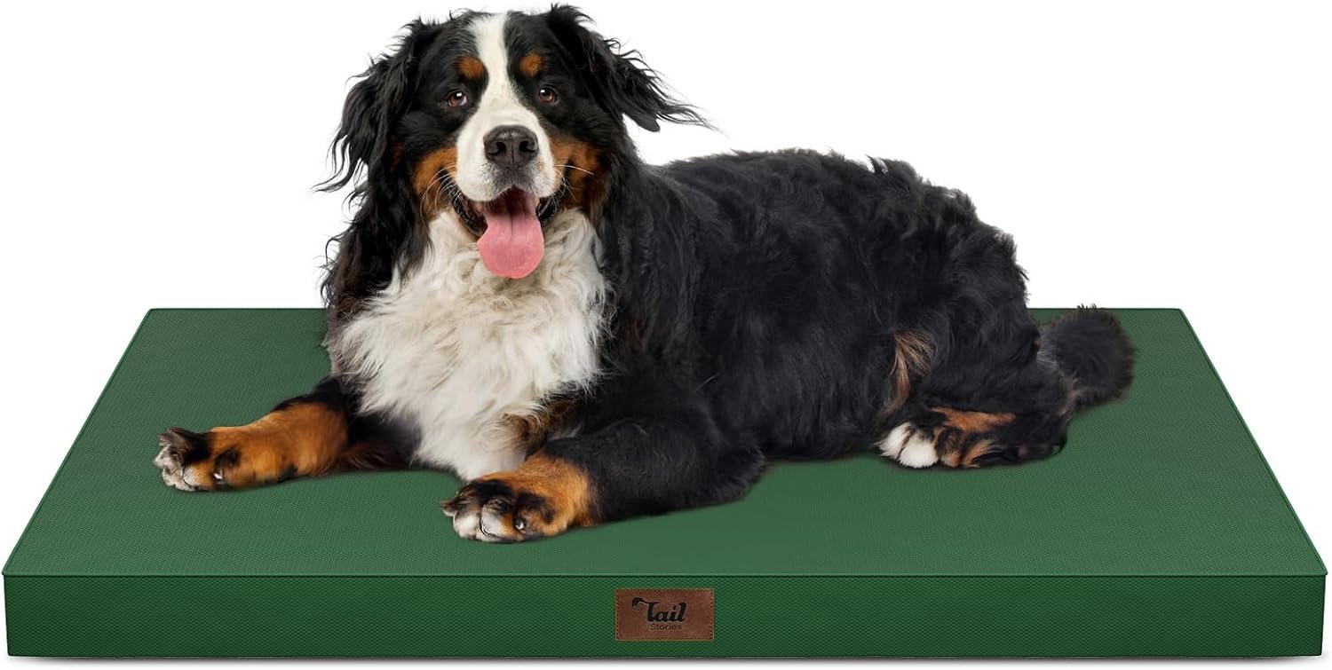 Outdoor Extra Large Dog Bed XXL for Giant Breed Dogs | Egg Crate Orthopedic Foam, Fits 48×30 Crates, TPU Waterproof Layer, Machine Washable 1680D Oxford Cover, Up to 110 lbs