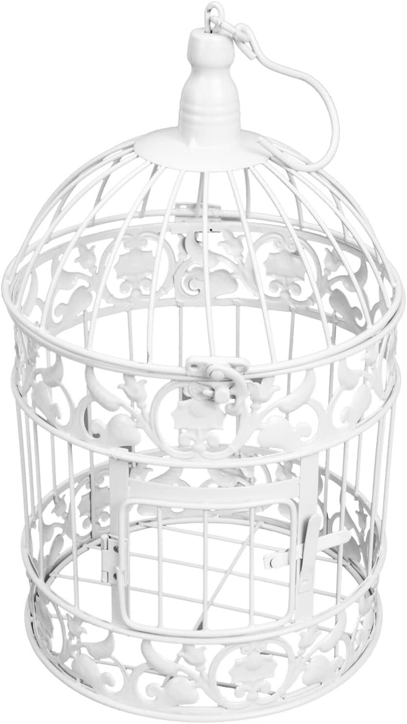 jojofuny Metal Bird Cage Centerpiece, Hanging Birdcage Lantern, Birdcage Wedding Centerpiece, for Wedding, Birthday, Party, Home Decoration
