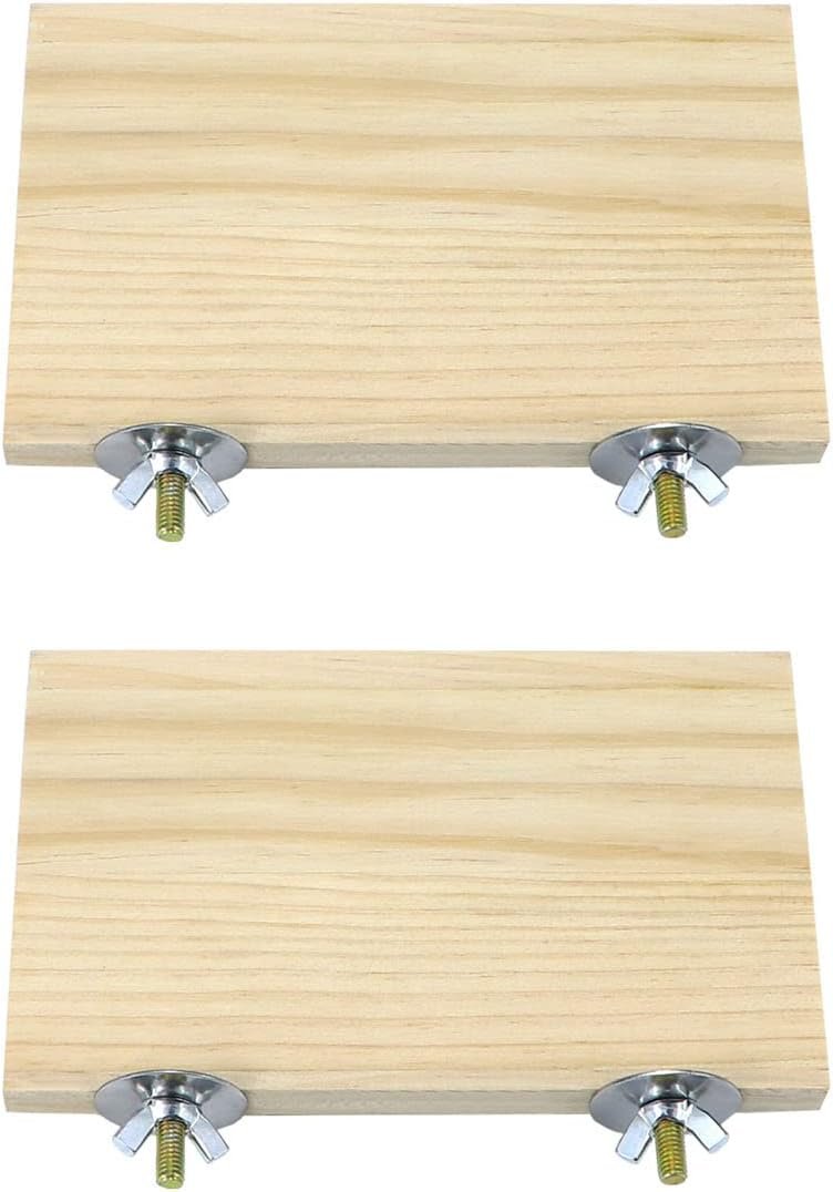 Litewoo 2pcs Bird Perch Platform Flat Stand Beak Paw Grinding for Parrot, S | 3.5″ x 5.1″, natural wood, easy to install, save space, for parrot/parakeet/cockatiel/lovebird//conure/finch/budgie/cage