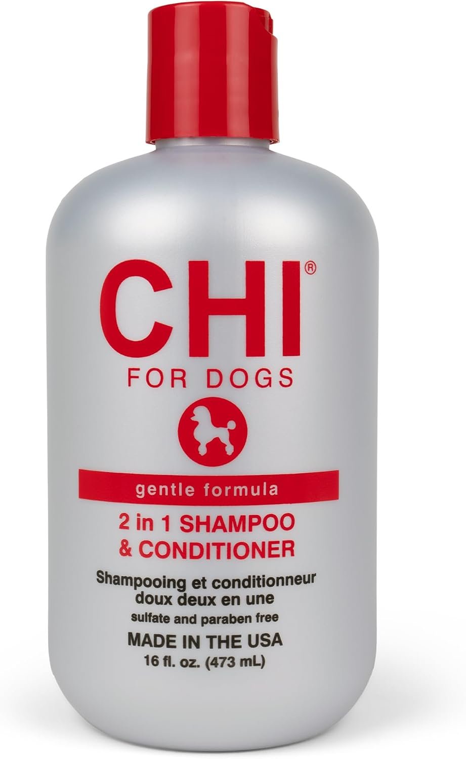 CHI for Dogs Gentle 2-in-1 Shampoo and Conditioner, 16 Fl Oz | Ionic technology with silk and milk proteins, sulfate- and paraben-free for all coats and breeds