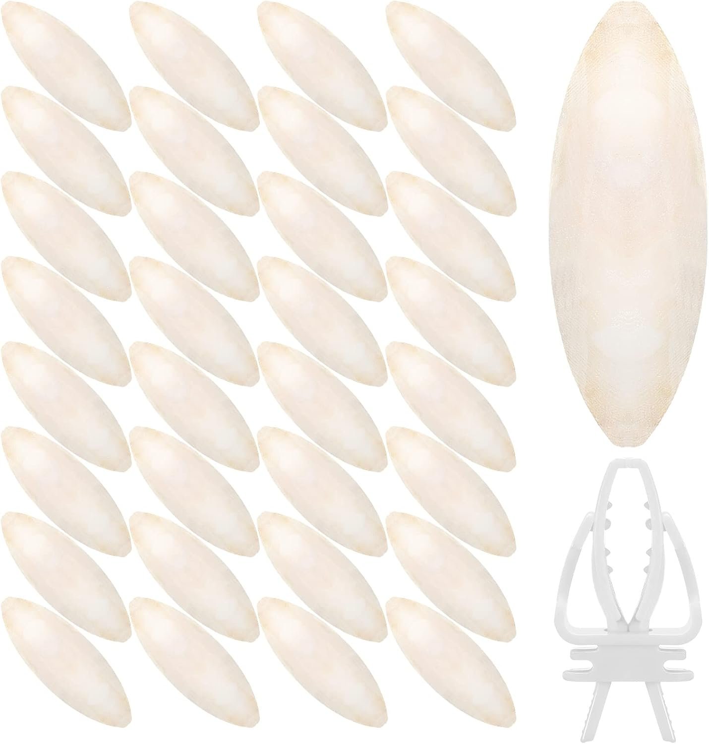 40 Pcs Cuddle Bone Cuttlefish Bone 3.0″ to 3.5″ Cuttlebone for Birds with 1 Parakeet Cuttlebone Holder Bird Cage Food Clip, Parakeet Toys Chew Toy for Birds Parrots Cockatiels Budgie Snails Reptiles