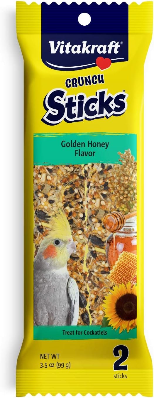 Vitakraft Crunch Sticks Golden Honey Flavor Cockatiel Treat (2 Sticks), 3.5 oz