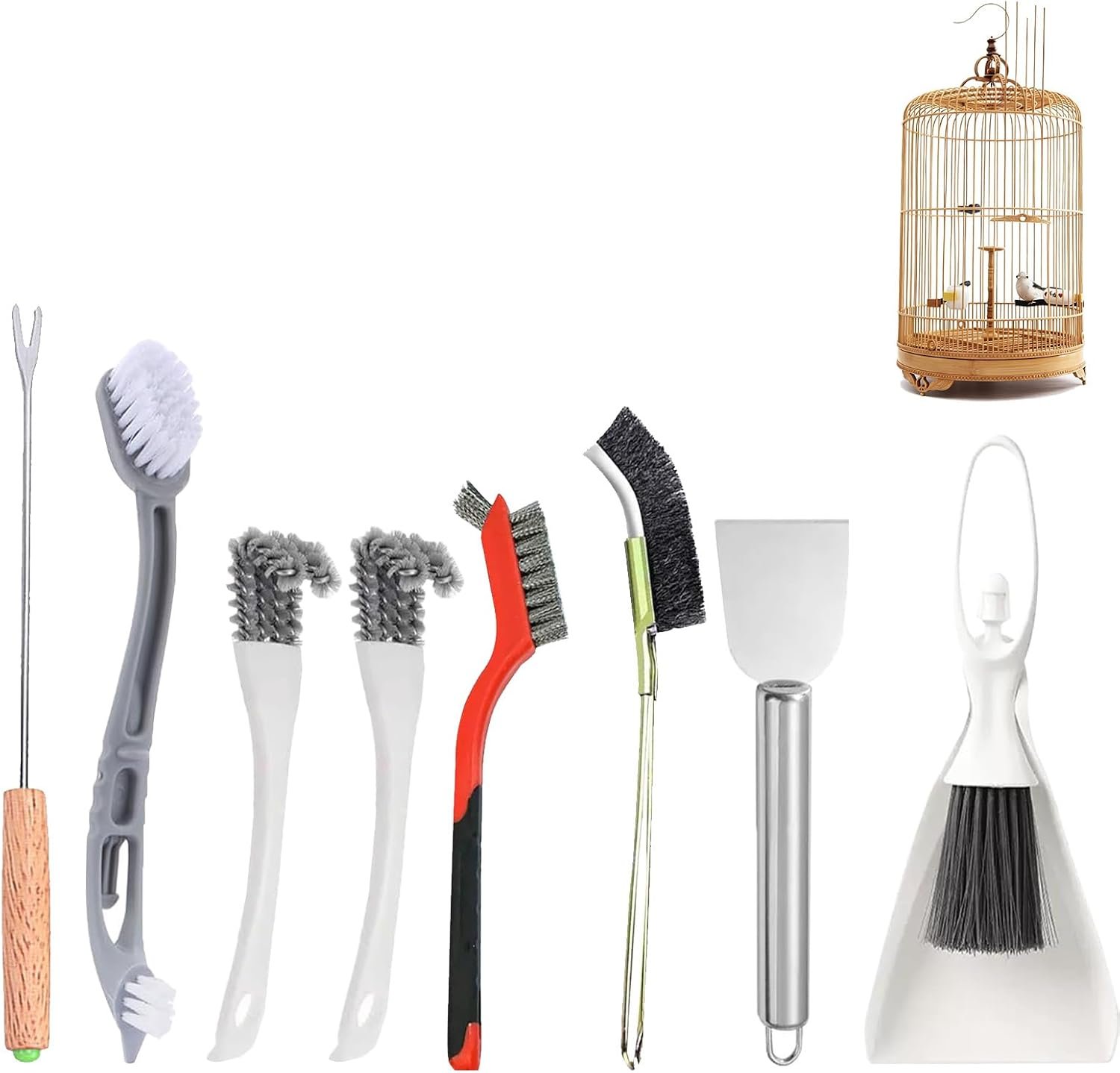 Bird Cage Cleaning Brush Tool Set, Bird Cage Cleaner, Suitable for Bird Cages, Rabbit Cages, Hamster Cages, Parrot Cages, and Other Small Pet Cage Accessories