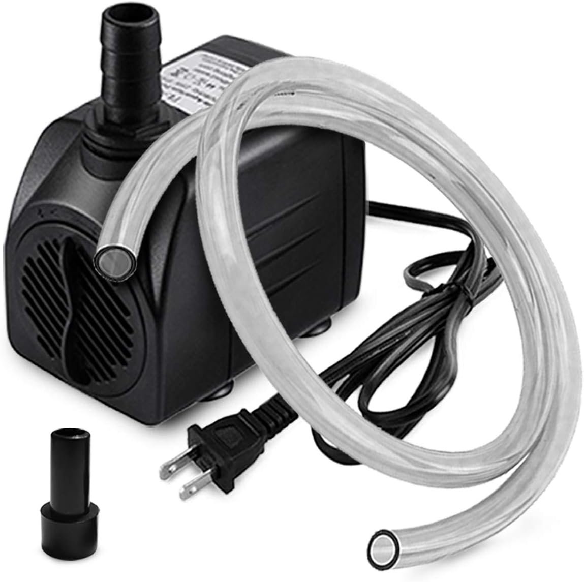 Small Submersible Pump (160GPH 10Watt), Ultra Quiet Fountain Pump (600L/H) with 3.3 ft Tubing for Aquariums, Pond Fountain, Water Feature, Indoor Fountains