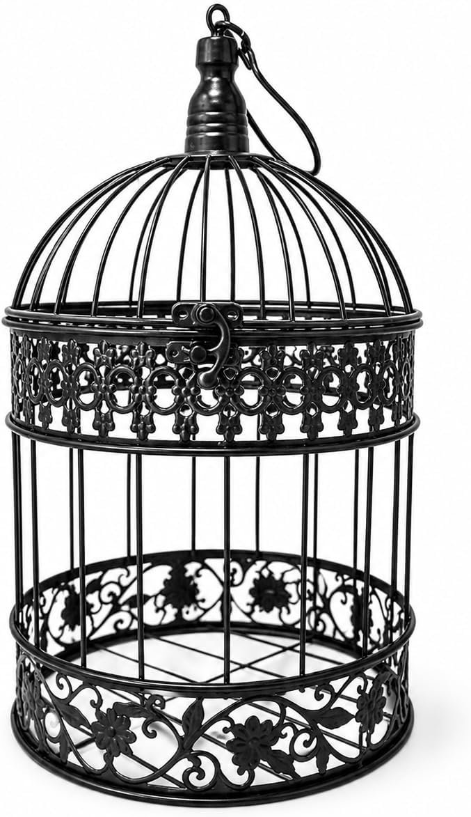 Iron Bird Cage for Wedding Decor and Flower Cage Decor Perfect Props for Hanging Flower Frames Indoor and Outdoor Decoration at Wedding Parties (Black)