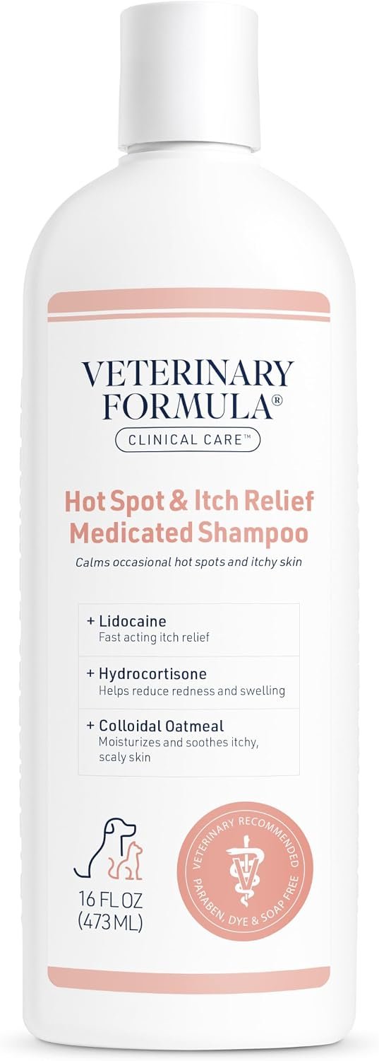 Veterinary Formula Clinical Care Hot Spot & Itch Relief Pet Shampoo, 16 oz | Medicated formula helps alleviate sensitive skin, scratching and excessive licking of the coat