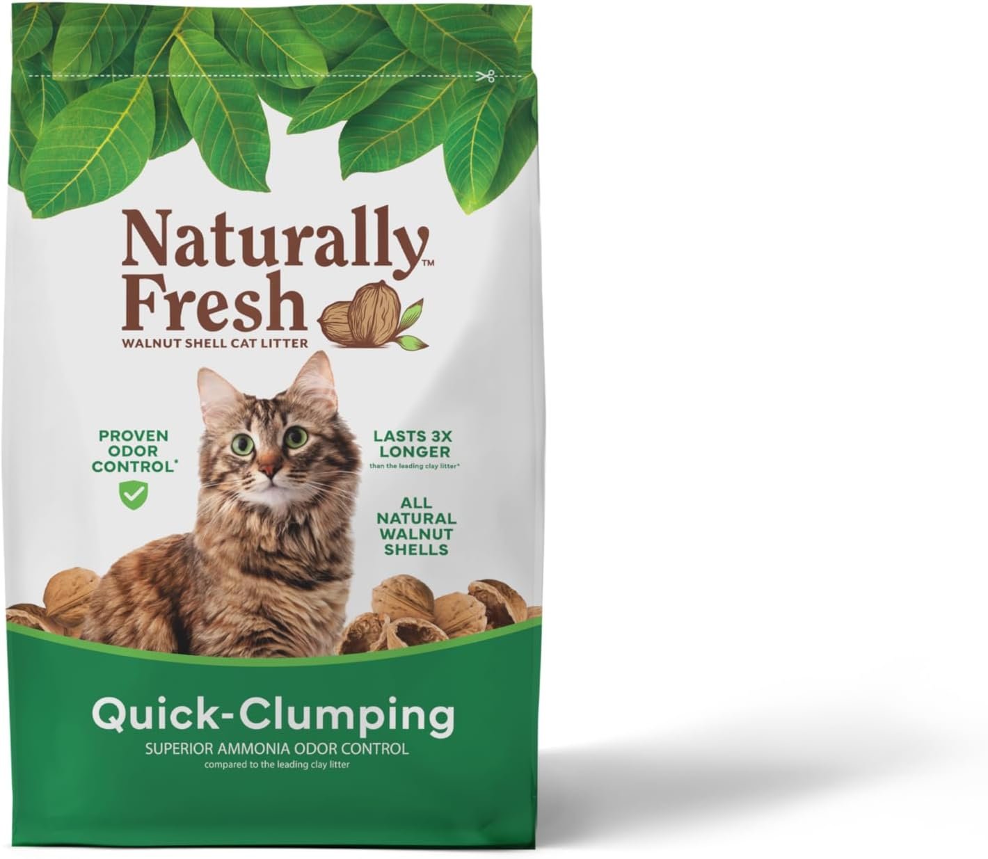 Naturally Fresh Cat Litter Made from Walnut Shells, Quick-Clumping, Unscented, Upcycled, Easy Scooping, Sustainable, 30 Lbs