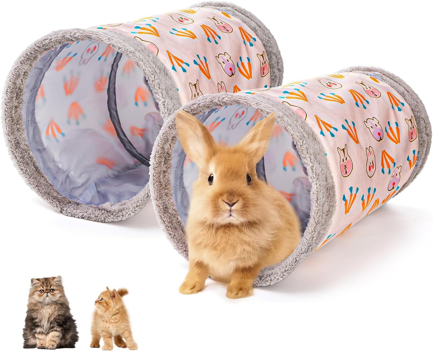 2 Packs Guinea-Pig Rabbit Tunnel Pet Fun Tunnel, Bunny Tunnel,Tube Pet Hideaway, Bunny Hamster Hideout Small Animal Activity Tunnels Hideaway Accessories for Dwarf Rabbits Kitty