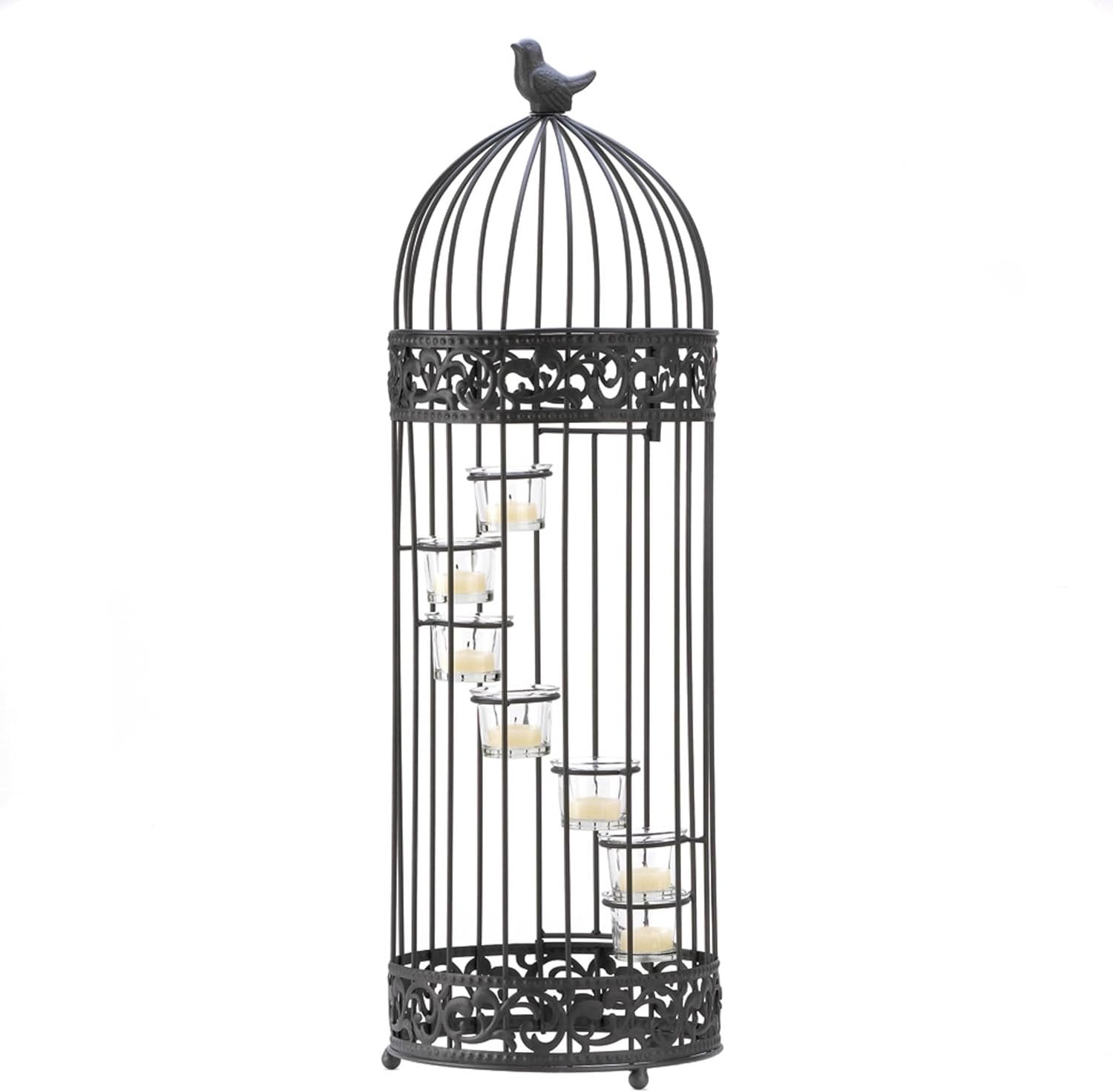 Zingz & Thingz French Country Collection Metal Tealight Candle Holder Stand, 9x9x28, Birdcage Staircase