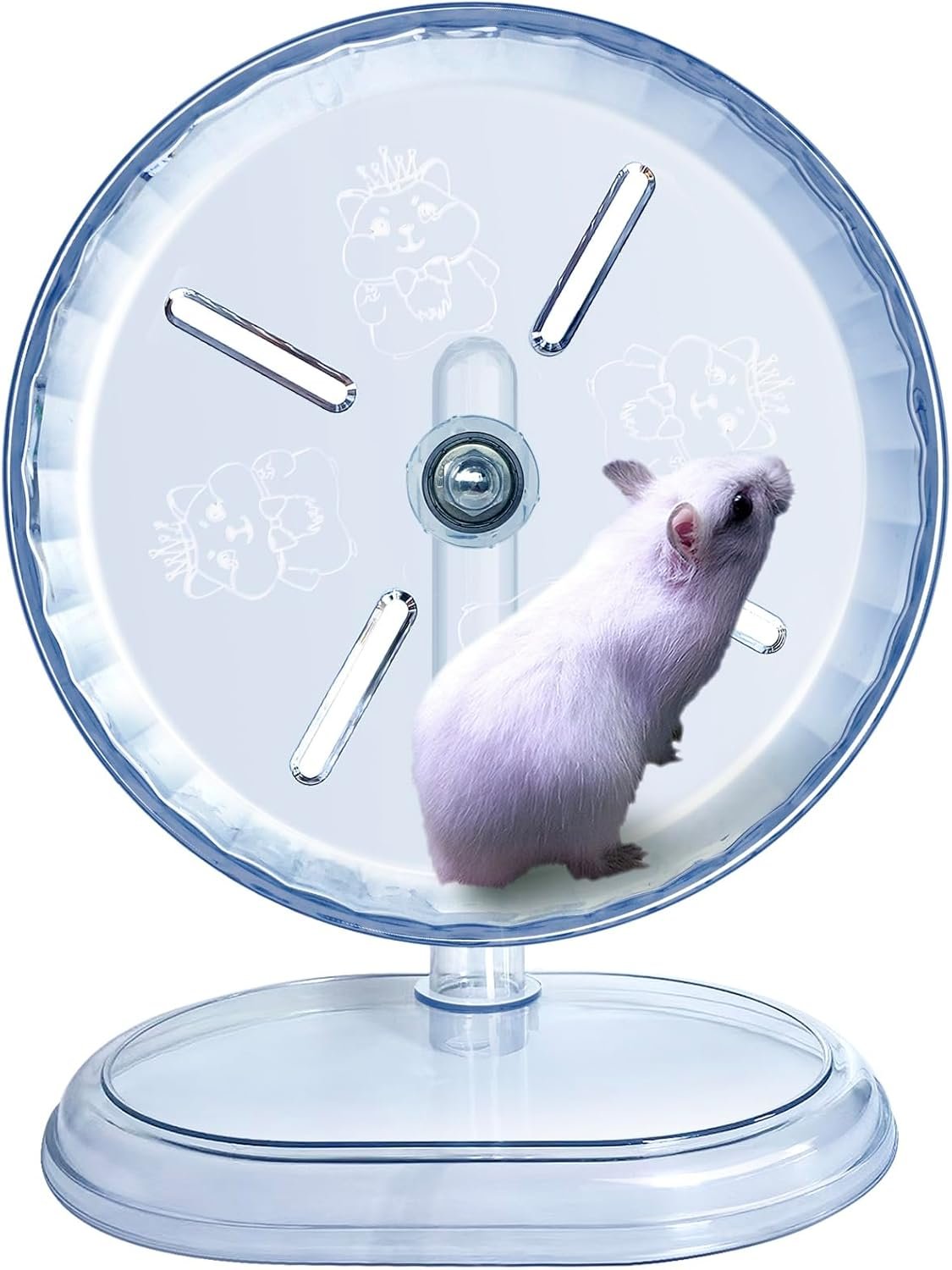 lazYYzal Silent Hamster Wheel, Super-Silent Hamster Exercise Wheels Accessories, Quiet Running Wheels, Adjustable Stand for Hamsters Mice Or Other Small Animals (White, Ф 7 inch)