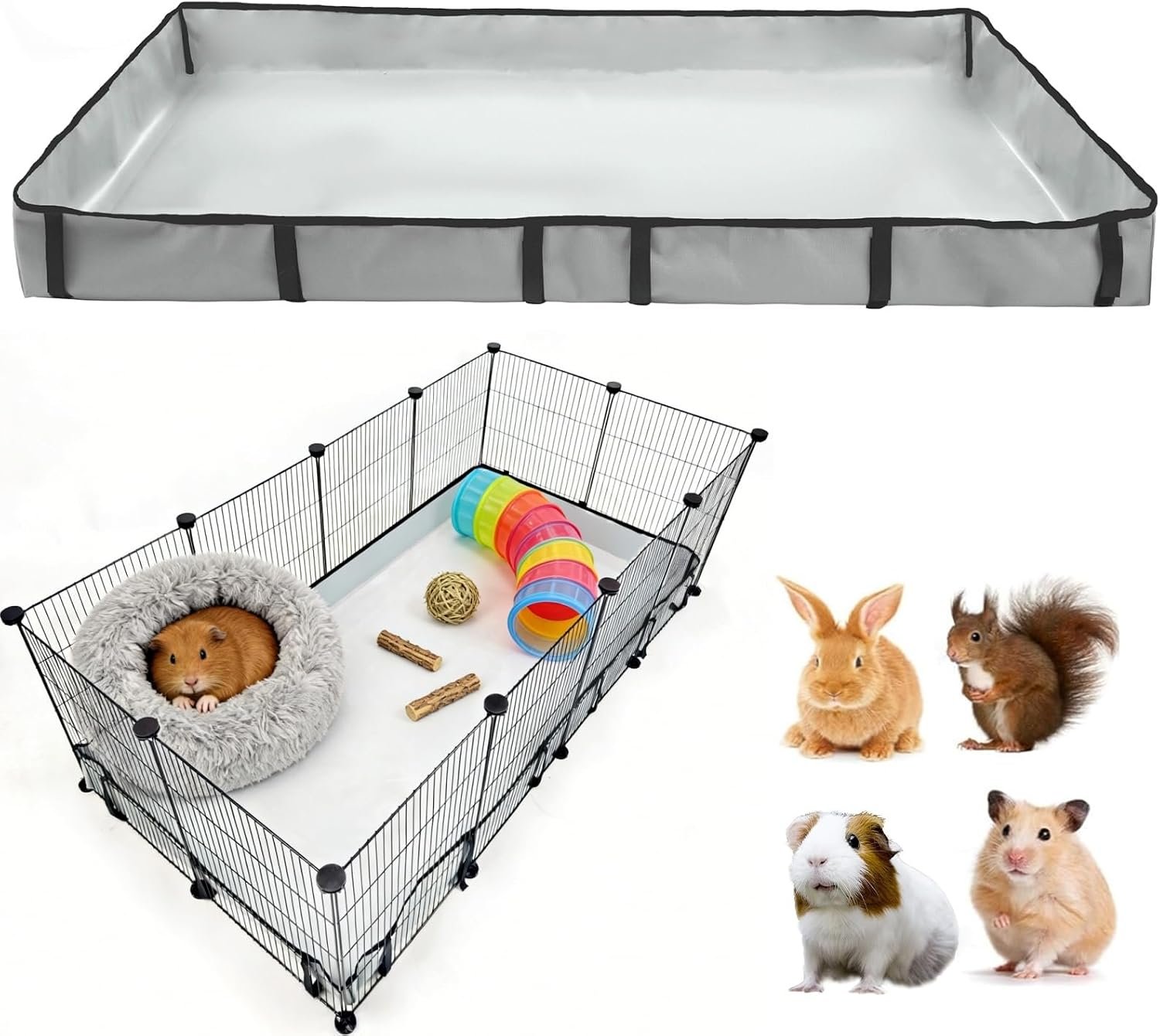 DZWLKJ Guinea Pig Cage Liner Tarp Bottom Waterproof and Washable.Available in 22 Sizes. Base Also for Rabbits, Bunny, Chinchesillas, Hedgehog, Ferrets and Other Small Animals(24×48 inches)