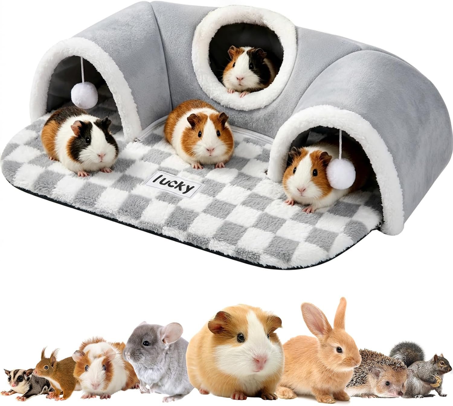 Extra Large Guinea Pig Hideout Tunnel, 22Lx16Wx5H Inches, Grey | Pet Tunnel for Dwarf Rabbits, Bunny, Chinchillas, Hamsters, Hedgehogs, Ferrets. Small Animal Tubes & Tunnels. Eay Assembly