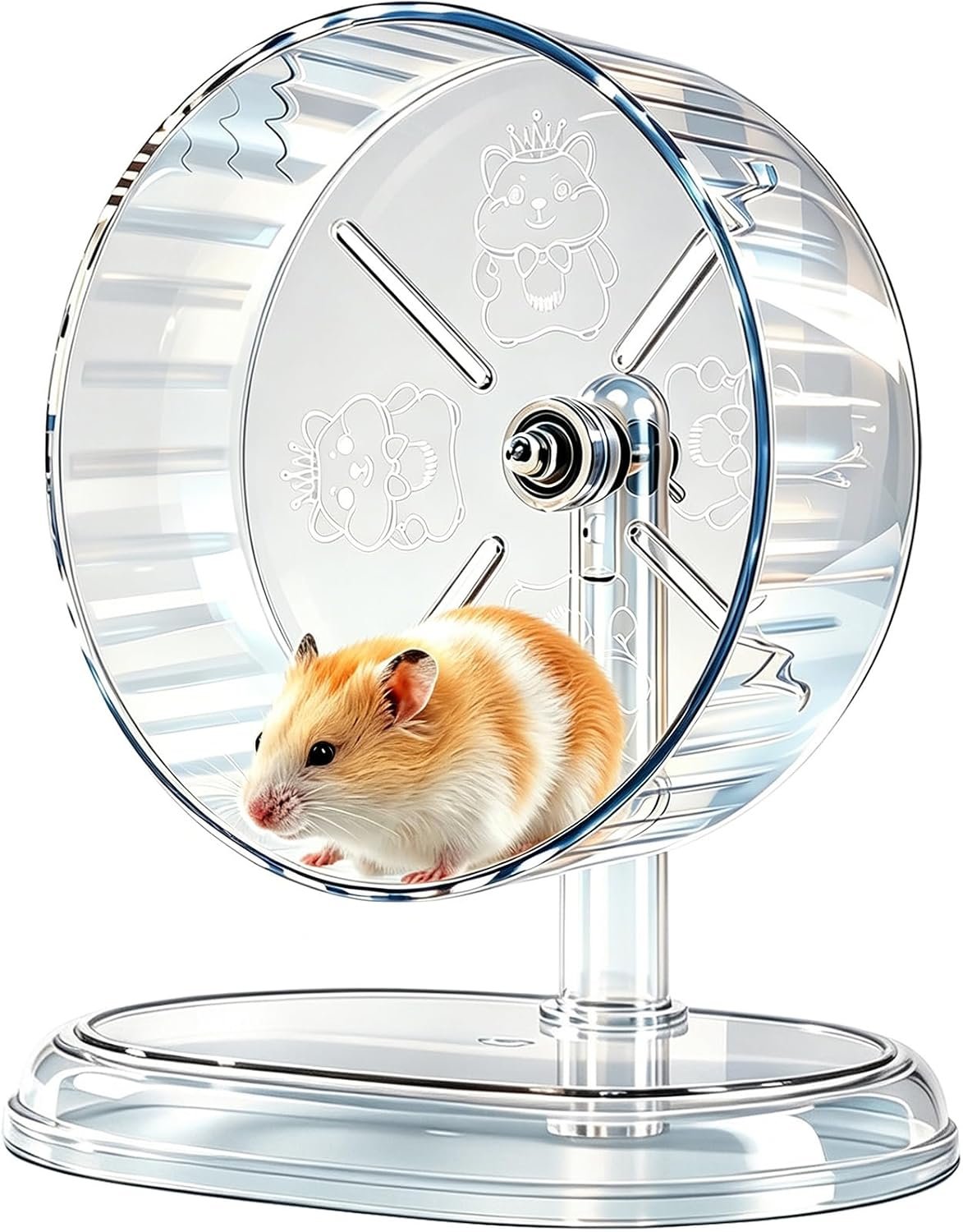Hamster Wheel,Super Silent Hamster Exercise Wheels,Silent Wheel,Hamster Wheels,Adjustable Stand Hamsters Exercise Wheels,Quiet Rat Wheel (Transparent, Ф7 inch)