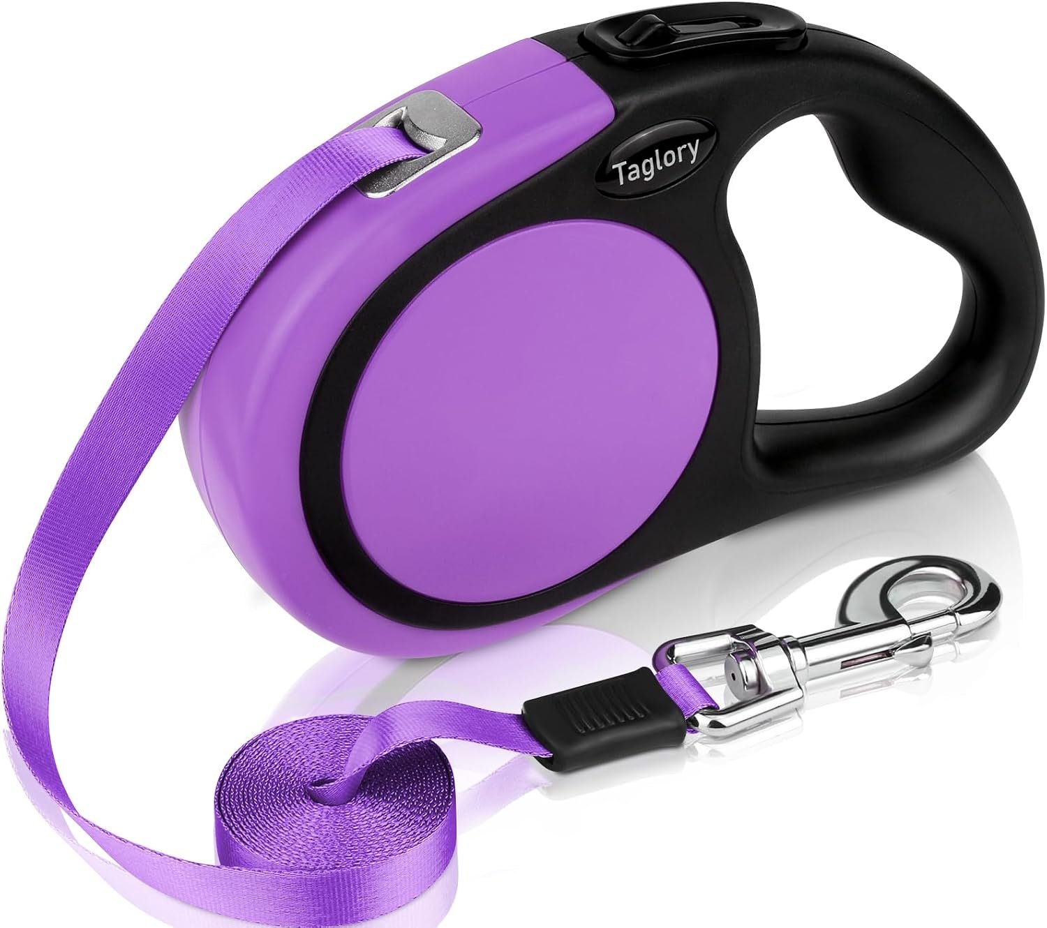 Taglory Retractable Dog Leash, One-Handed Brake, 16ft, Up to 44 lbs, Purple | More Freedom While Staying in Control, Smooth Retraction, Tangle-Free Design, Easy-Grip Handle, Daily Neighborhood Walks
